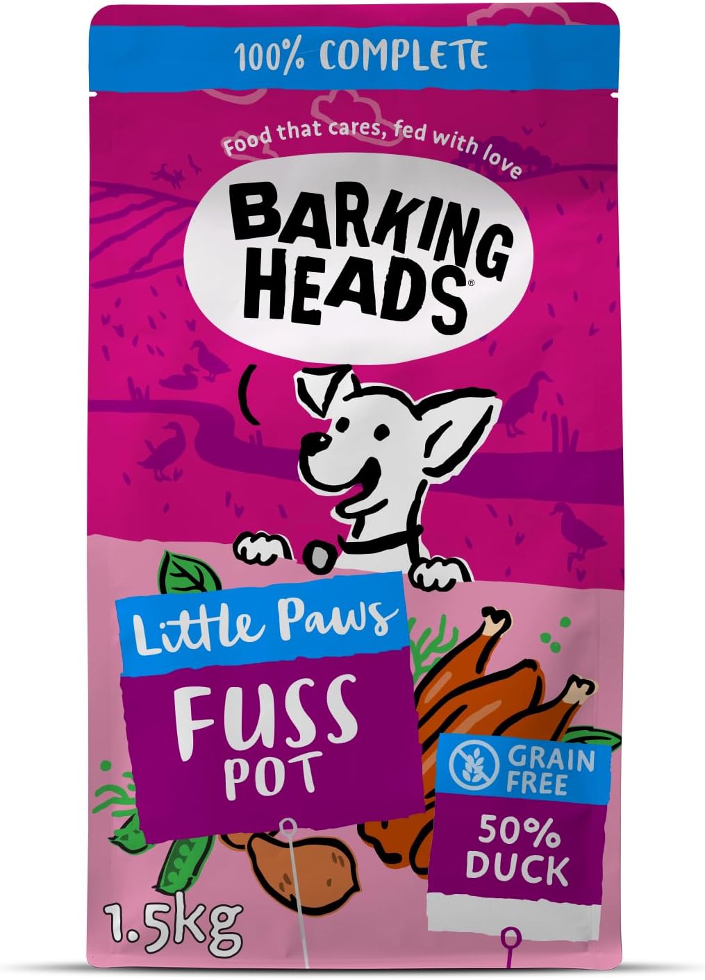 Complete Dry Dog Food 1.5kg - Adult Little Paws (Small Breed) Fuss Pot Duck - Natural Grain Free Hypoallergenic for Fussy Eaters & Sensitive Stomachs - Vet Approved