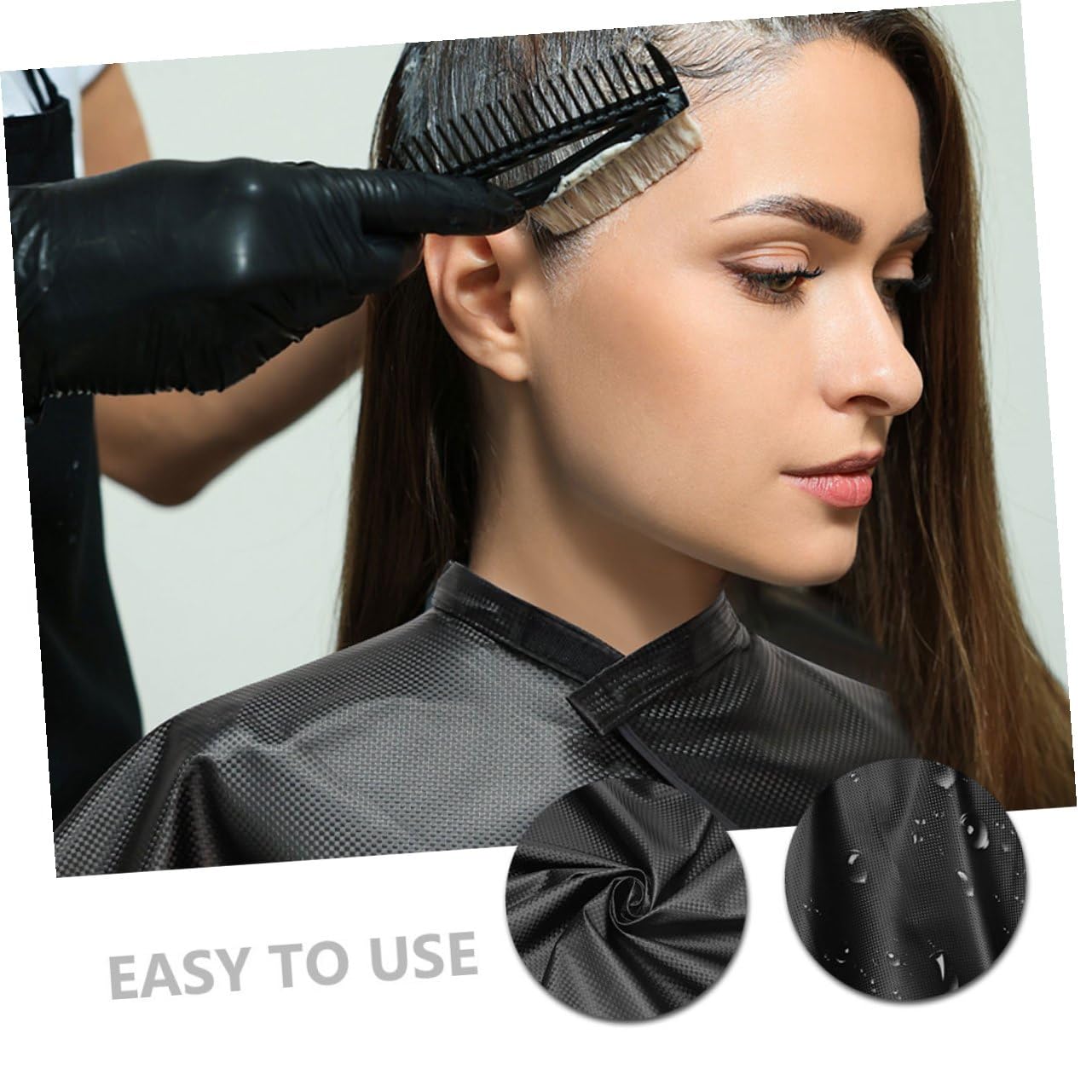 GALPADA Mantelle per Chioma per Salone da 2 Pezzi, Grembiuli Usa e Getta Neri, Copertura Ampia Resistente All'acqua per Tintura e Shampoo, Mantello Professionale per Barbieri e Truccatori