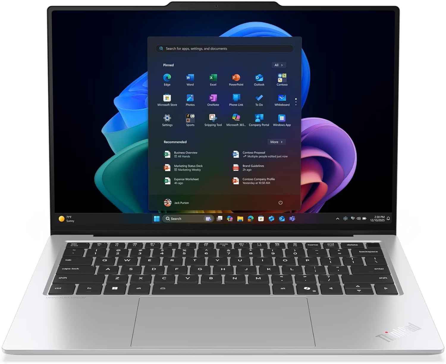 Lenovo ThinkPad X9 14 Aura Edition Copilot+ PC Laptop with Intel Core Ultra 7 258V Processor, 14" 2.8K OLED 500nits Touchscreen Display, 32 GB LPDDR5X-8533MT Memory, 1TB SSD, Wi-Fi 7, and Win 11 Pro