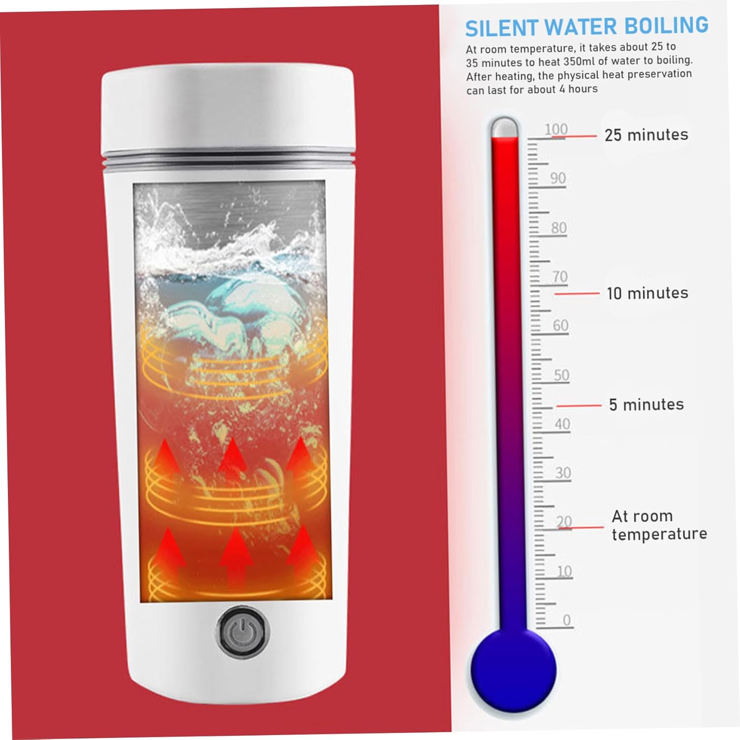 Car Kettle, Small Portable Electric Kettle, Fast Water Heater, Automatic Shut-Off & Restart, Special Power Cord for Car Cigarette Lighters, 12V