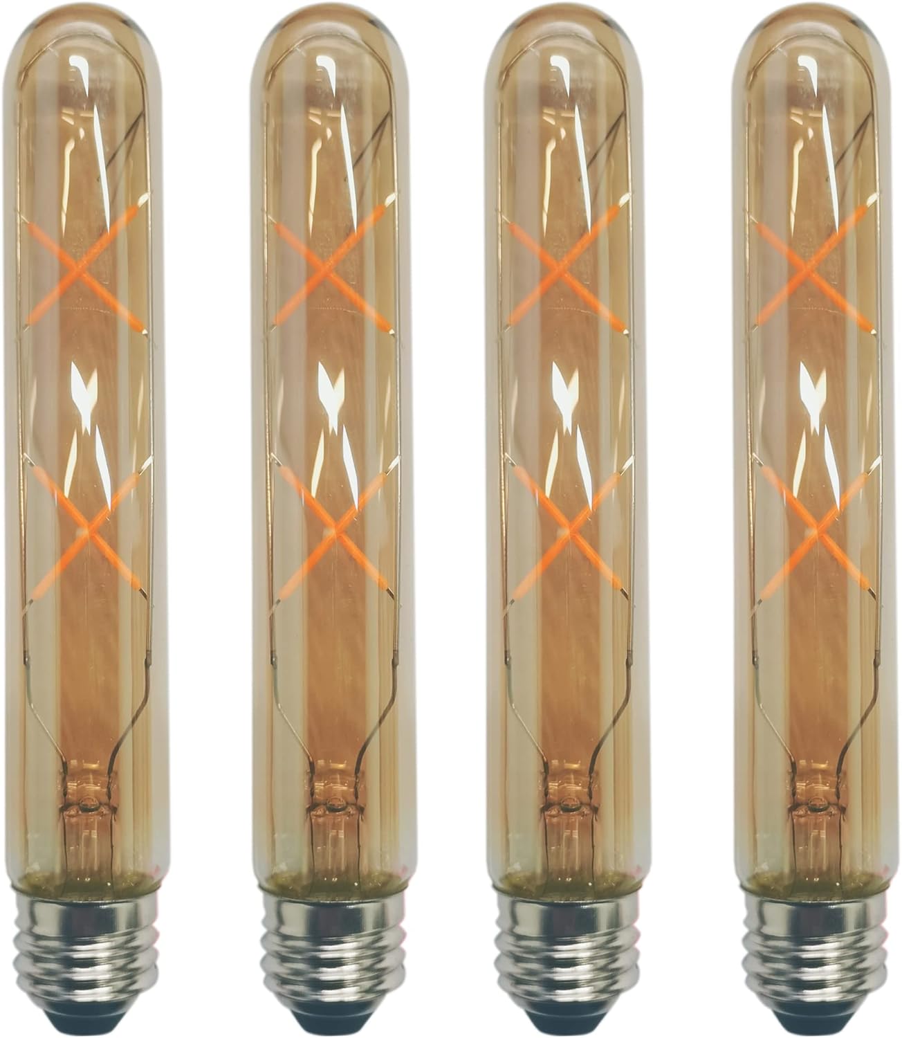 CTKcom T9 Tube Amber LED Bulbs,E26 Dimmable 4 Watt 120V 2200K Warm White 180 lumens 40 Watt Equivalent,4 Pack
