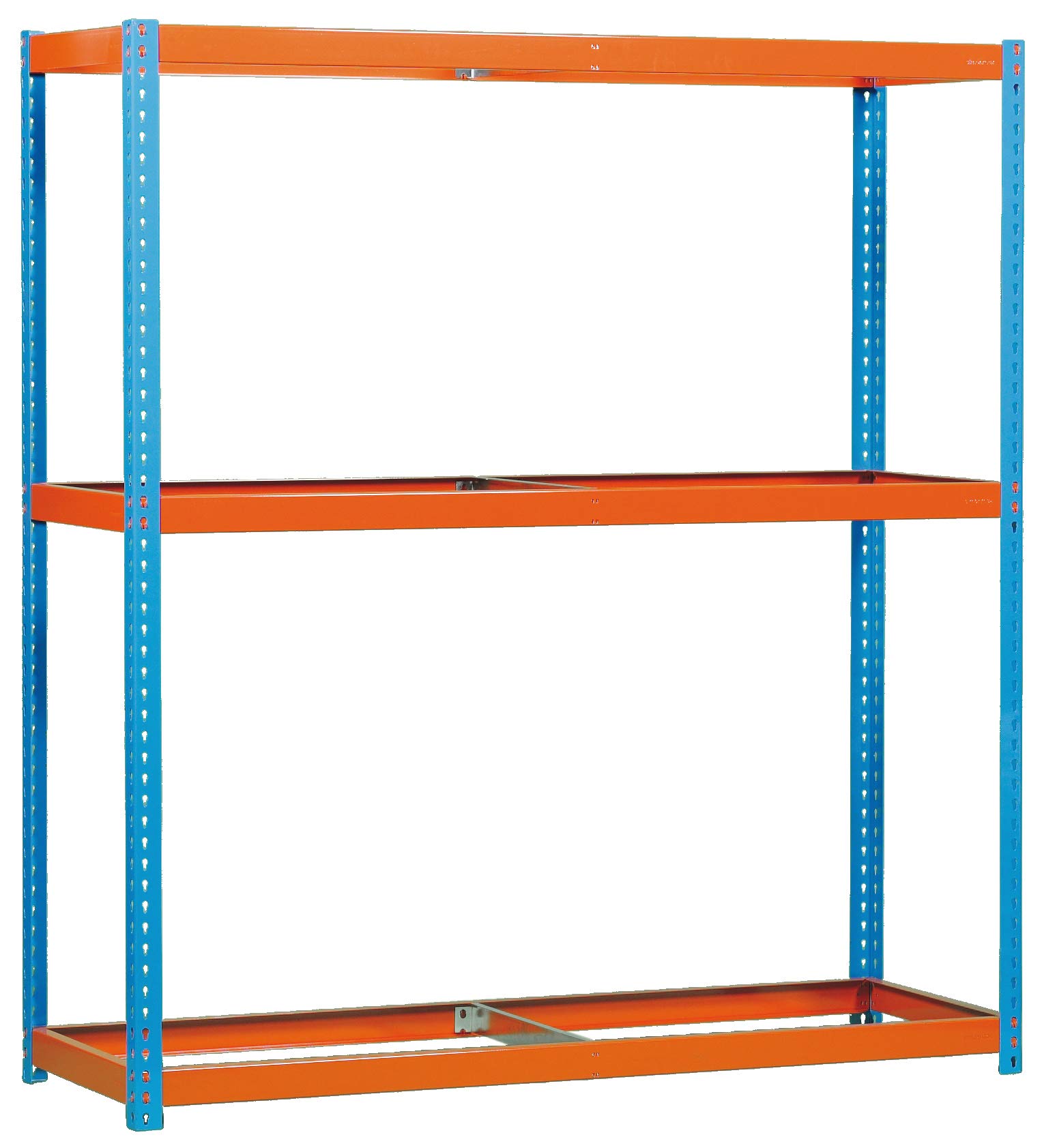 Estantería Industrial, 2000x1800x600 mm, 600 kg de Punto Flexión, 3 Niveles, Sin Baldas, Estantería Garaje, Azul/Naranja - Simonforte