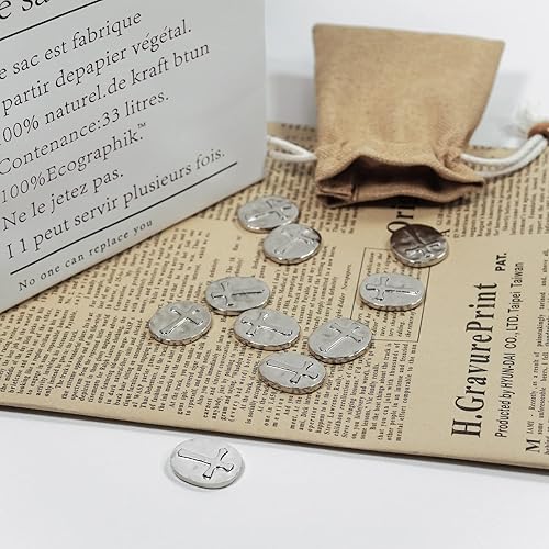 Miniatura 4 de 50 monedas de cruz de bolsillo, fichas de cruces de 2 caras, dijes de buena suerte, cruces de bolsillo de metal, fichas de monedas cristianas,