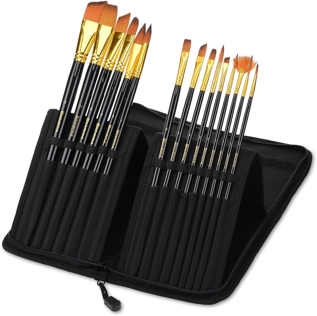Acrylic Paint Brush Set of 15 – Best Oil Watercolor Gouache Paint Brushes - Face Body Paint Brushes Kit - Artist Brush Set - Art Paint Brushes - Paintbrushes for Kids Beginners Teens Men Women Adults