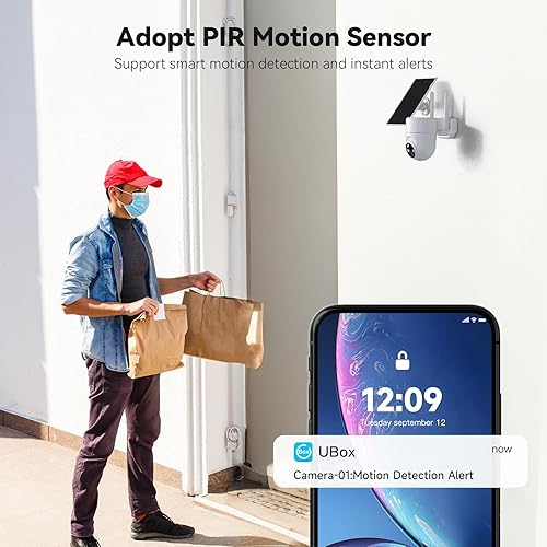 Miniatura 4 de Cámara solar inalámbrica para exteriores, visión nocturna a color 2K, cámaras de seguridad inalámbricas para exteriores con visión de 360, funciona