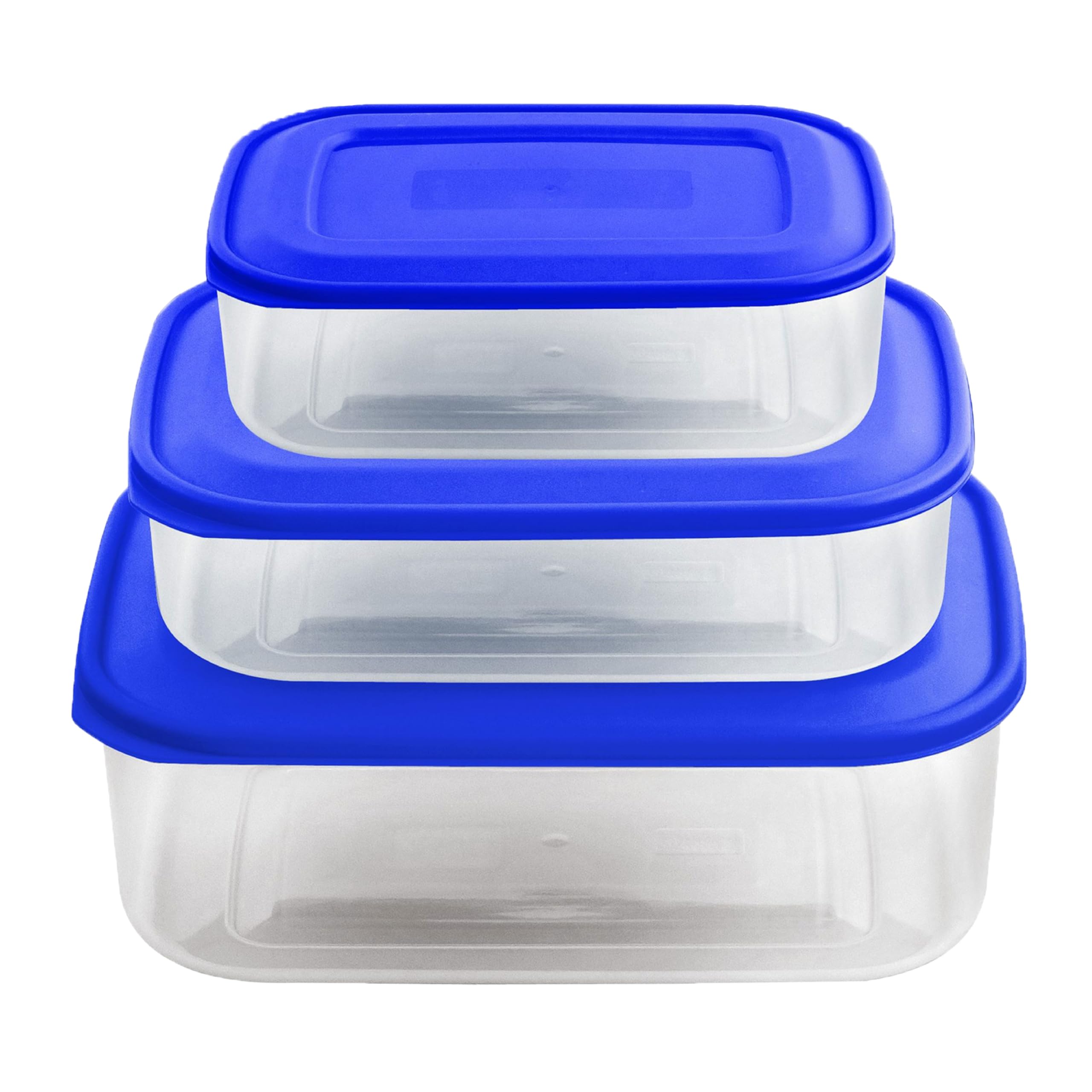 HOMESHOPA Food Storage Containers with Lids, Set of 3 Plastic BPA Free Airtight Leakproof Stackable Reusable Meal Prep Lunch Boxes, Microwave Freezer & Dishwasher Safe, 1/2/3 Litre Blue