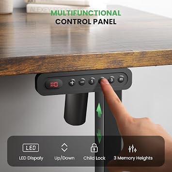 Electric Standing Desk Adjustable - 63 x 24 Inch Sit Stand up Desk with Cable Management - 3 Memory Preset Adjustable Height Table