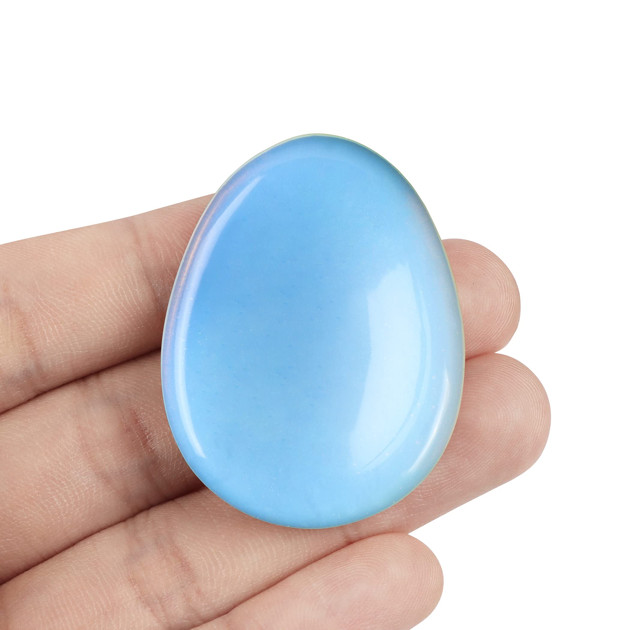 Artistone Opalite Crystal Thumb Worry Stone Hand Carved Healing Crystal Pocket Palm Stone for Anxiety Stress Relief, Meditation Reiki, Water Drop Shaped