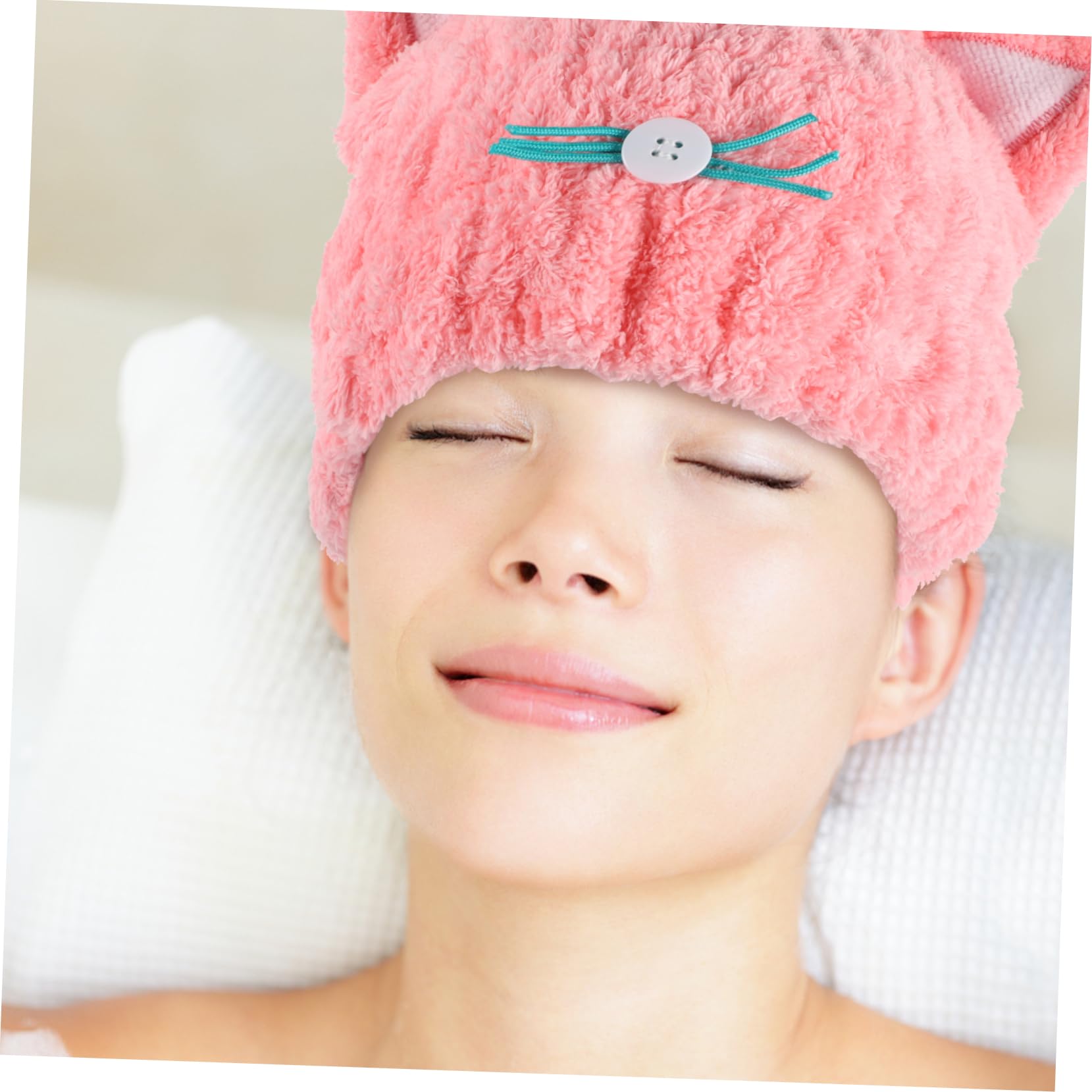 DOITOOL 3piezas Toalla De Secado De Cabello Diseño De Gato Cartoon Gorro De Microfibra Super Absorbente para Mujeres para Secar Cabello Rizado Liso o Tratado Towel Hat para Ducha y Baño