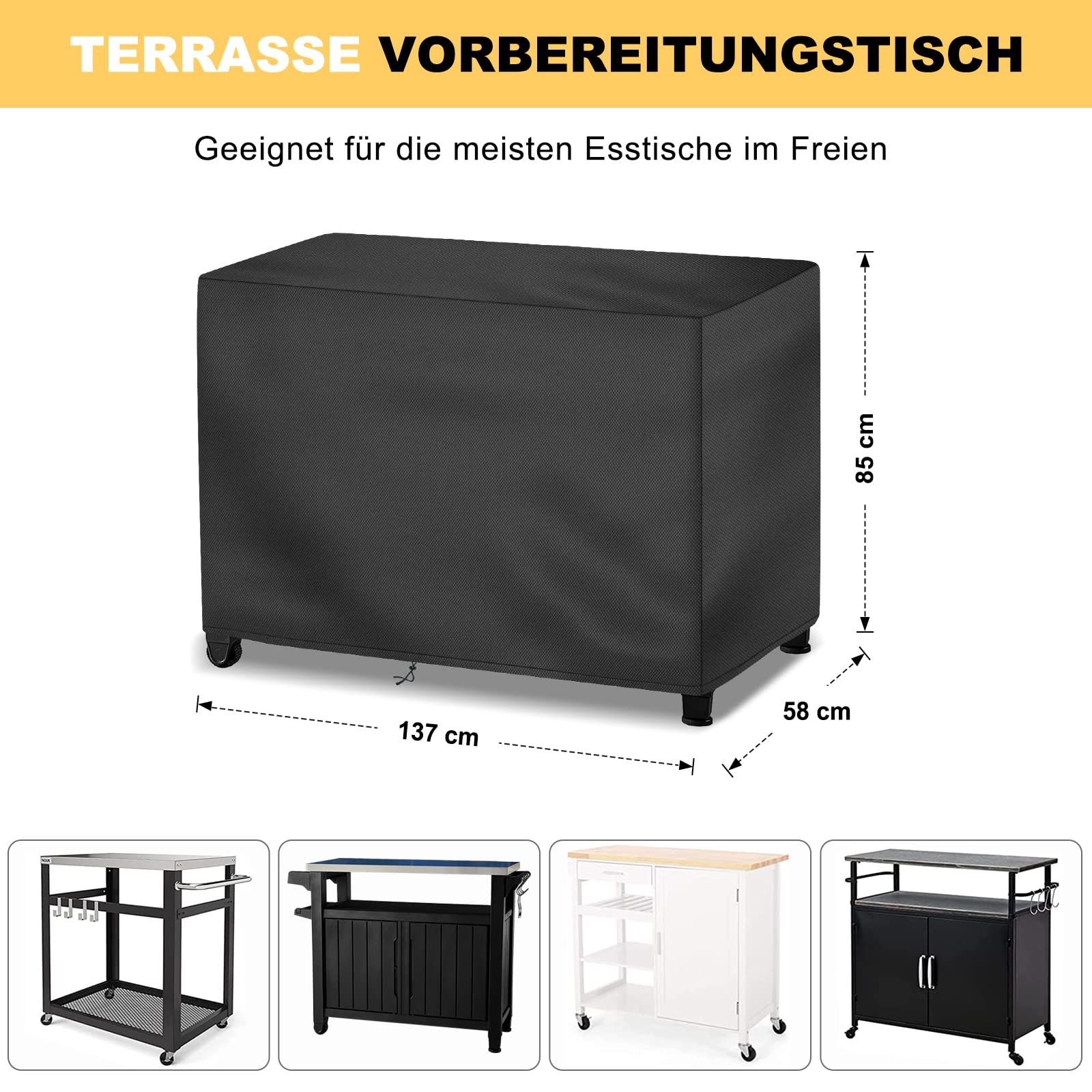 Keter BBQ Unity XL 500D Housse de Table d'appoint imperméable Coupe-Vent résistante au vieillissement