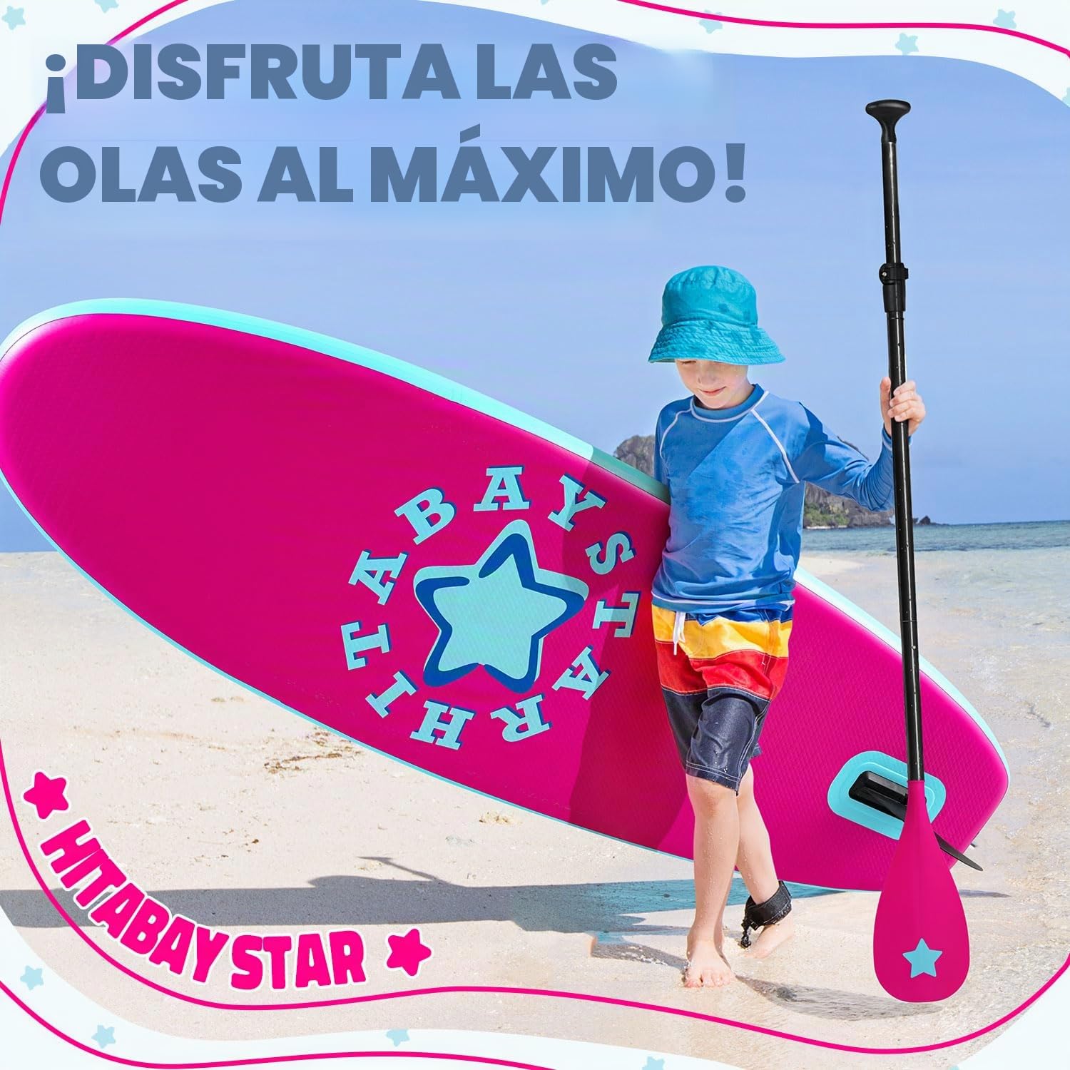 Tabla Paddle Surf Hinchable para Niños, Accesorios Completos para Niños Tabla Sup Hinchable 2,1m, 2,3m, 2,4 m, 2,9m Paddle Board, Multicolor Chica Tabla de Stand Up Paddling Board