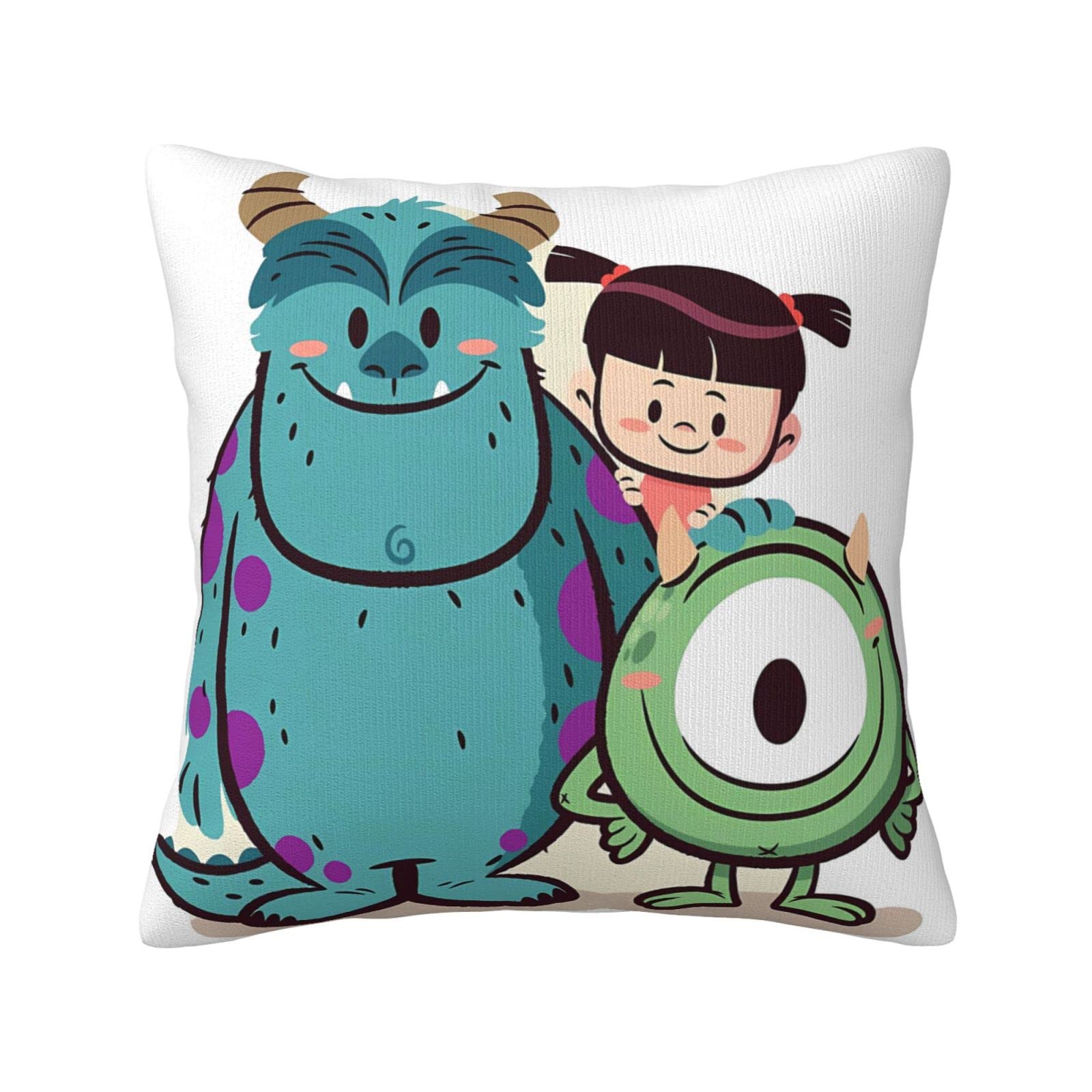 Monsters Anime Inc Pillowcase Throw Pillowcase Decorative Pillow Covers 18x18 inch Square Cushion Case for Living Room, Bedroom, Sofa, Cars