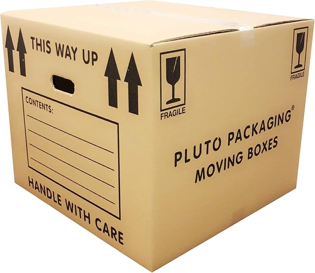 15 Strong Extra Large Cardboard Storage Packing Moving House Boxes with Carry Handles and Room List 53cm x 53cm x 41cm 115 litres