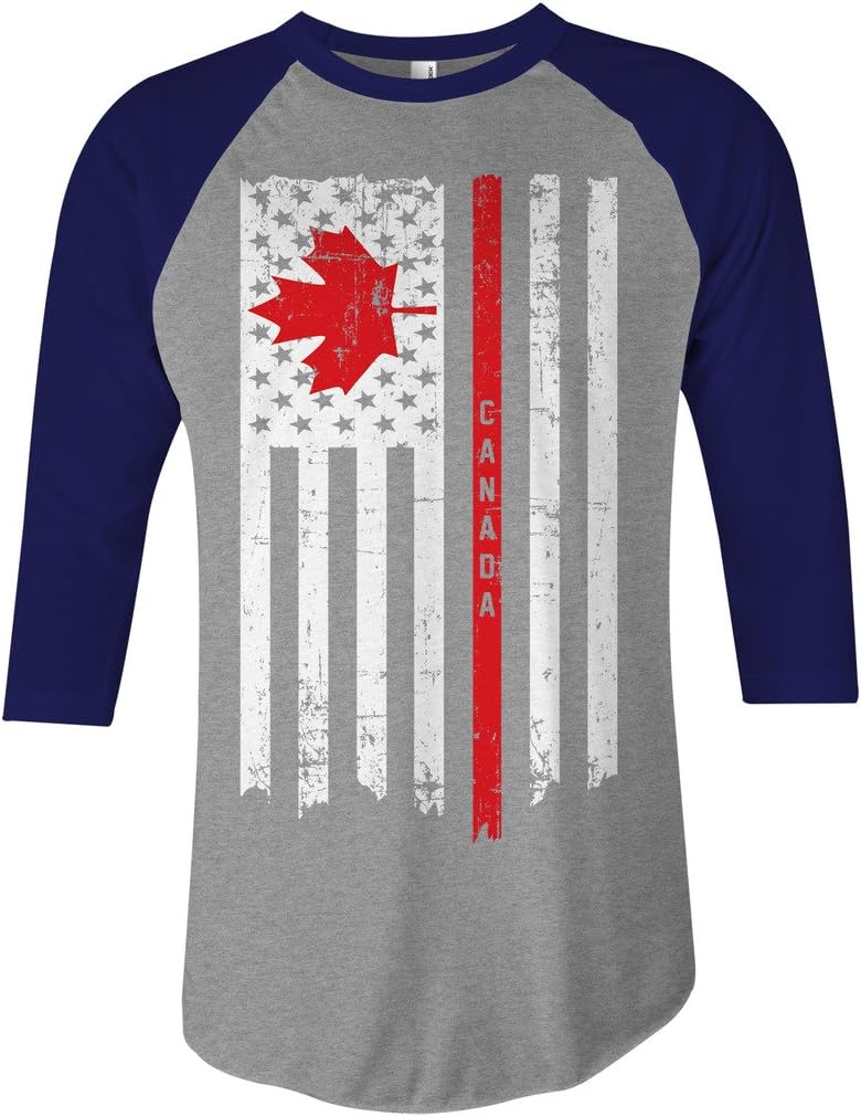 Threadrock Canada USA Canadian American Flag Unisex Raglan T-Shirt