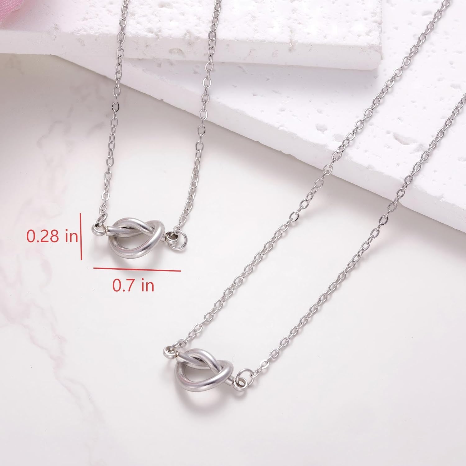 Ukodnus Best Friend Knot Promise Necklace Set of 2, Matching Friendship Knot Necklaces for Women, Dainty BFF Jewelry Gift for Two Friends, Tie the Knots Pendant, Gift for Her - Image 4