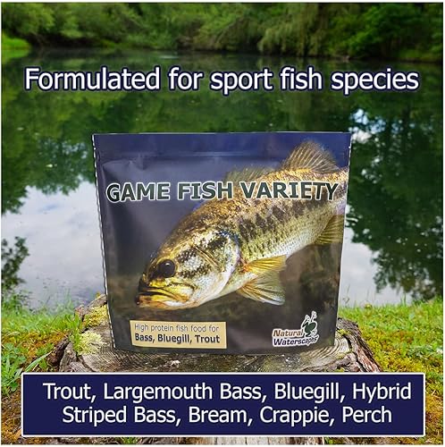 Miniatura 3 de Natural Waterscapes Variedad de alimentos para peces de caza | Pellets de alimentos para peces de estanque y lago | Bolsa de 22 libras | Alimentar a