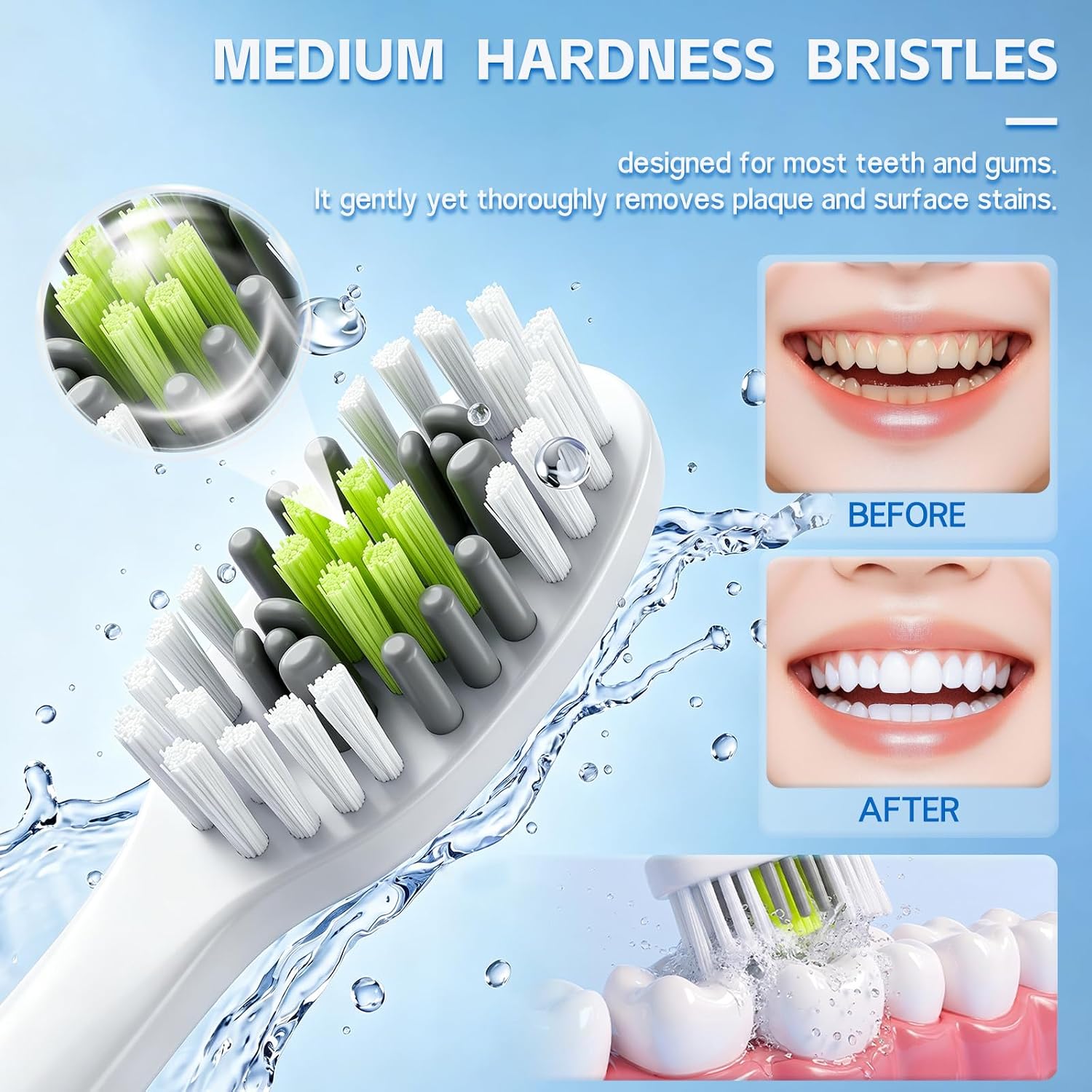 SEA’W Medium Toothbrush for Adult 6 Pack with Tongue Cleaner, Toothbrushes Medium Bristle for Effective Plaque Removal, Individual Packaging for Family & Travel, BPA Free, Assorted Colors