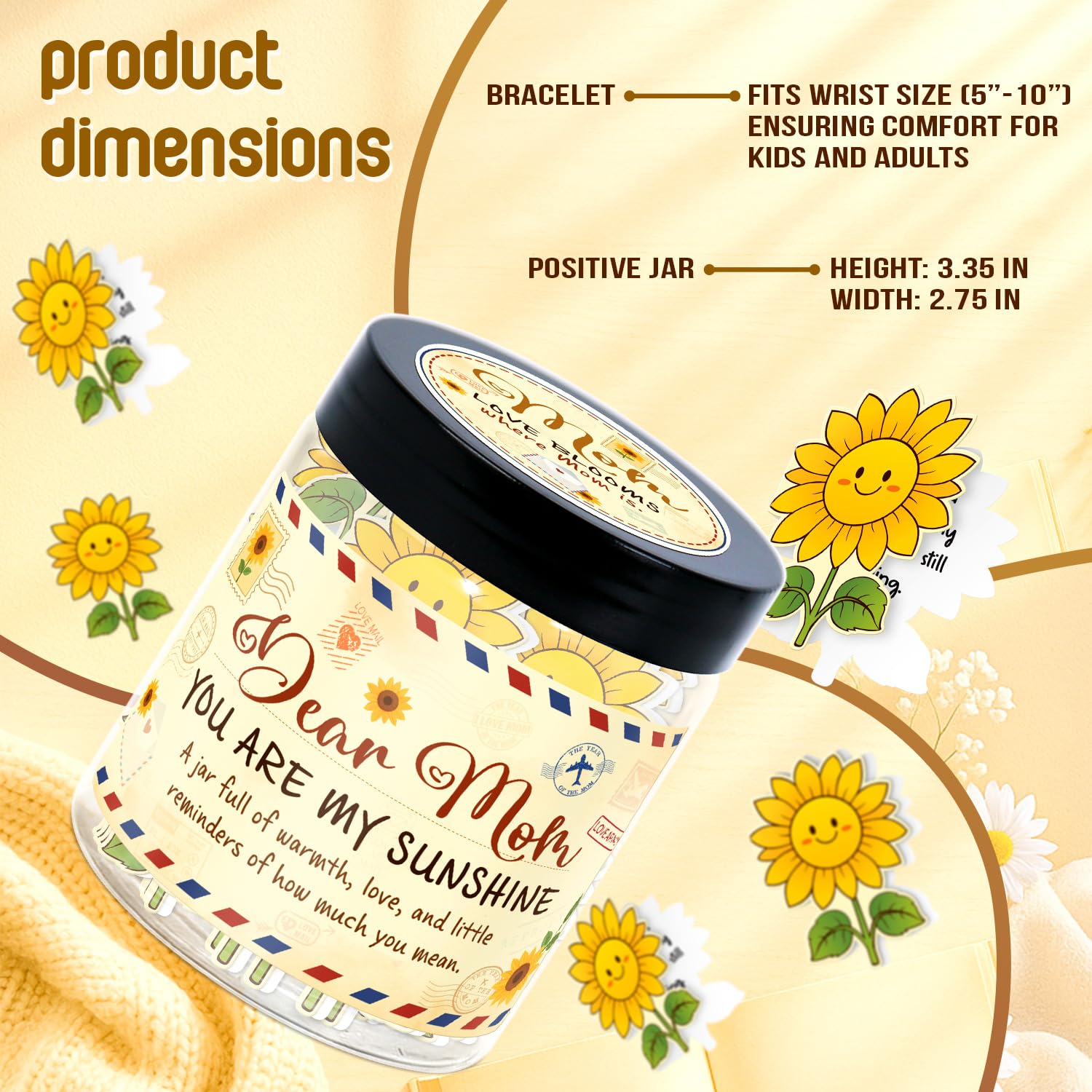 Birthday Gifts for Mom from Daughter – You Are My Sunshine Gift - Mom Gifts From Daughter, Son - Mothers Day Gift for Mother in Law, Stepmom - 60 Positive Sunflower Affirmation Cards