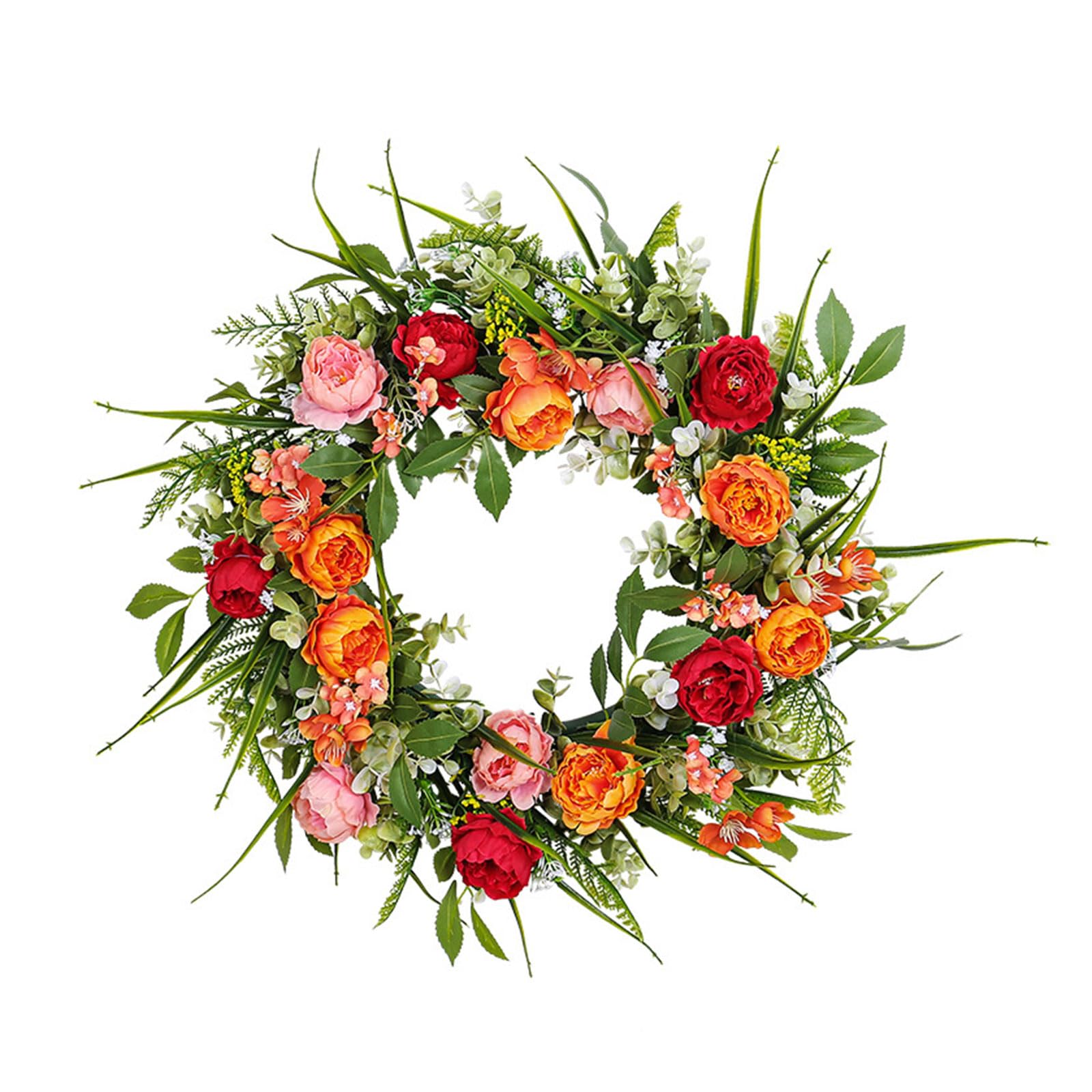 Yhplxyuus 17.72" Flower Wreath, Artificial Peony Wreath Spring for Front Door Valentine for Wedding Party Decorations Flower Rings