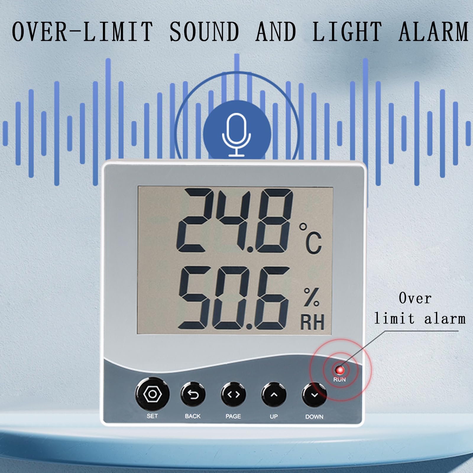 Igrometro Digitale da 3 Pollici, Monitor di Temperatura E umidità a Parete, con Display LCD, Sensore di Temperatura Interna, per Serra, Camper, Congelatore, Stanza