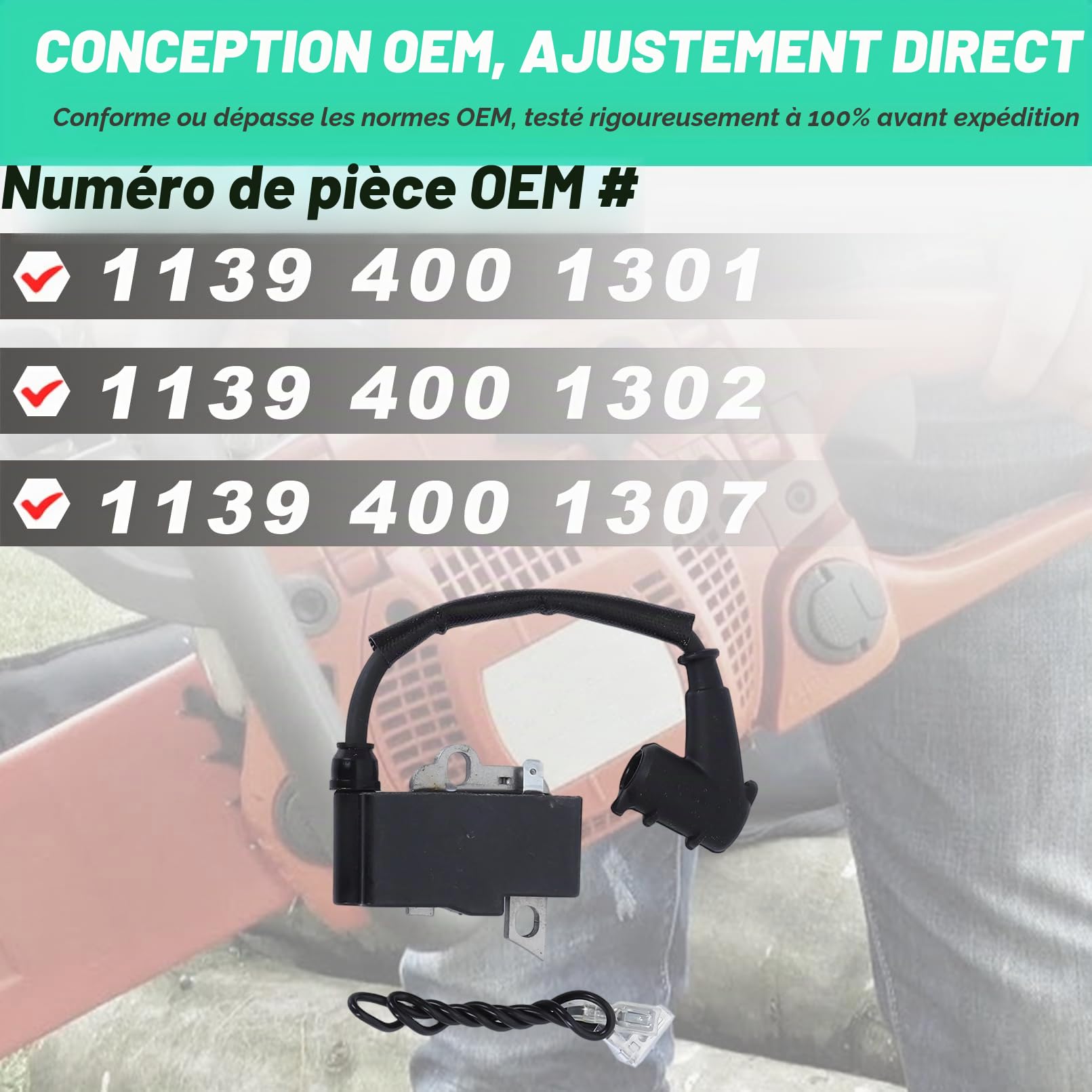 Adefol Module de Bobine D'allumage pour Stihl MS181 MS211 MS211C MS171 Tronçonneuse Trimmer Pièces, Série de Pièces de Rechange avec Bougie D'allumage 1139 400 1307