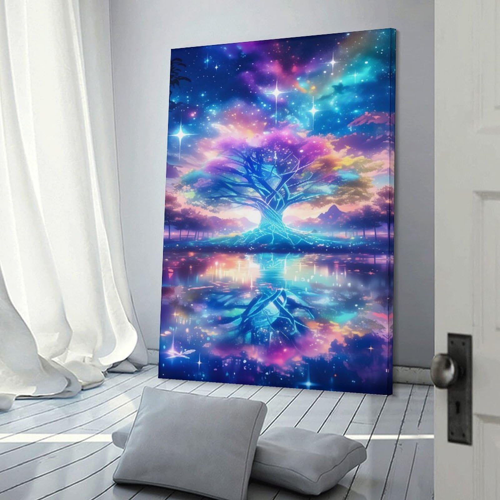 Junmoney Canvas Wall Art Enchanted Forest Reflections, 12x18inch(30x45cm), for Living Room, Bedroom, Office Or Hallway, Decorative Artwork with Broad Appeal