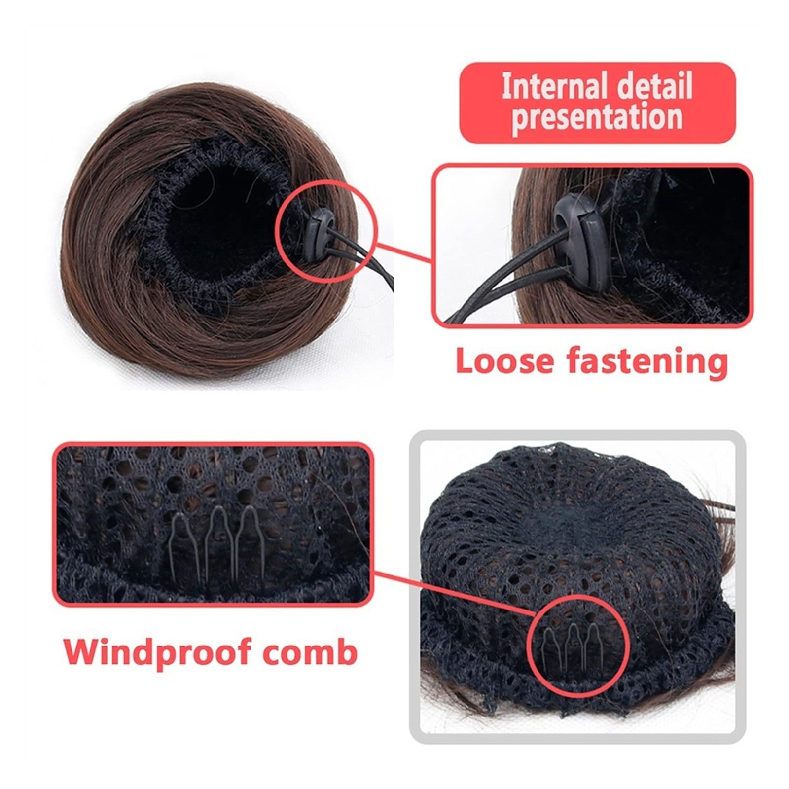 Elastici per capelli per donna Chignon dritto Chignon dritto Chignon ciambella sintetica Parrucchino con coulisse sintetica Chignon da balletto finto per donne Ragazze Lady Chignon per capelli