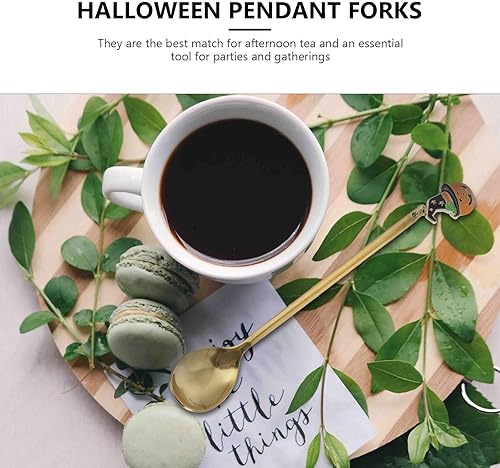 Miniatura 4 de Hemoton Cuchara de café de acero inoxidable con dije de Halloween, cuchara de té, vajilla de postre para mezclar azúcar, helado, comedor, sopa,