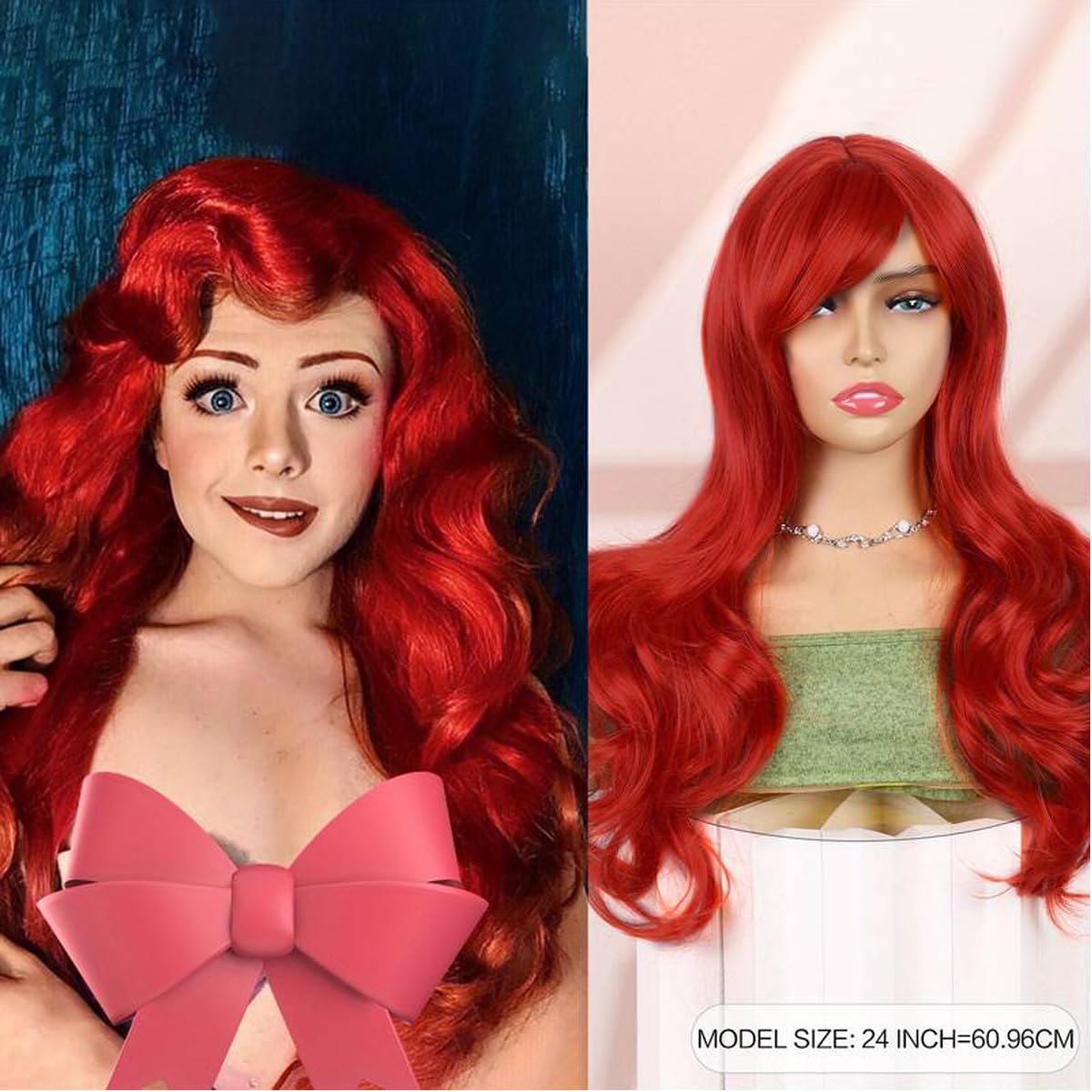 Creamily Long Wavy Red Wig with Bangs - Image 2