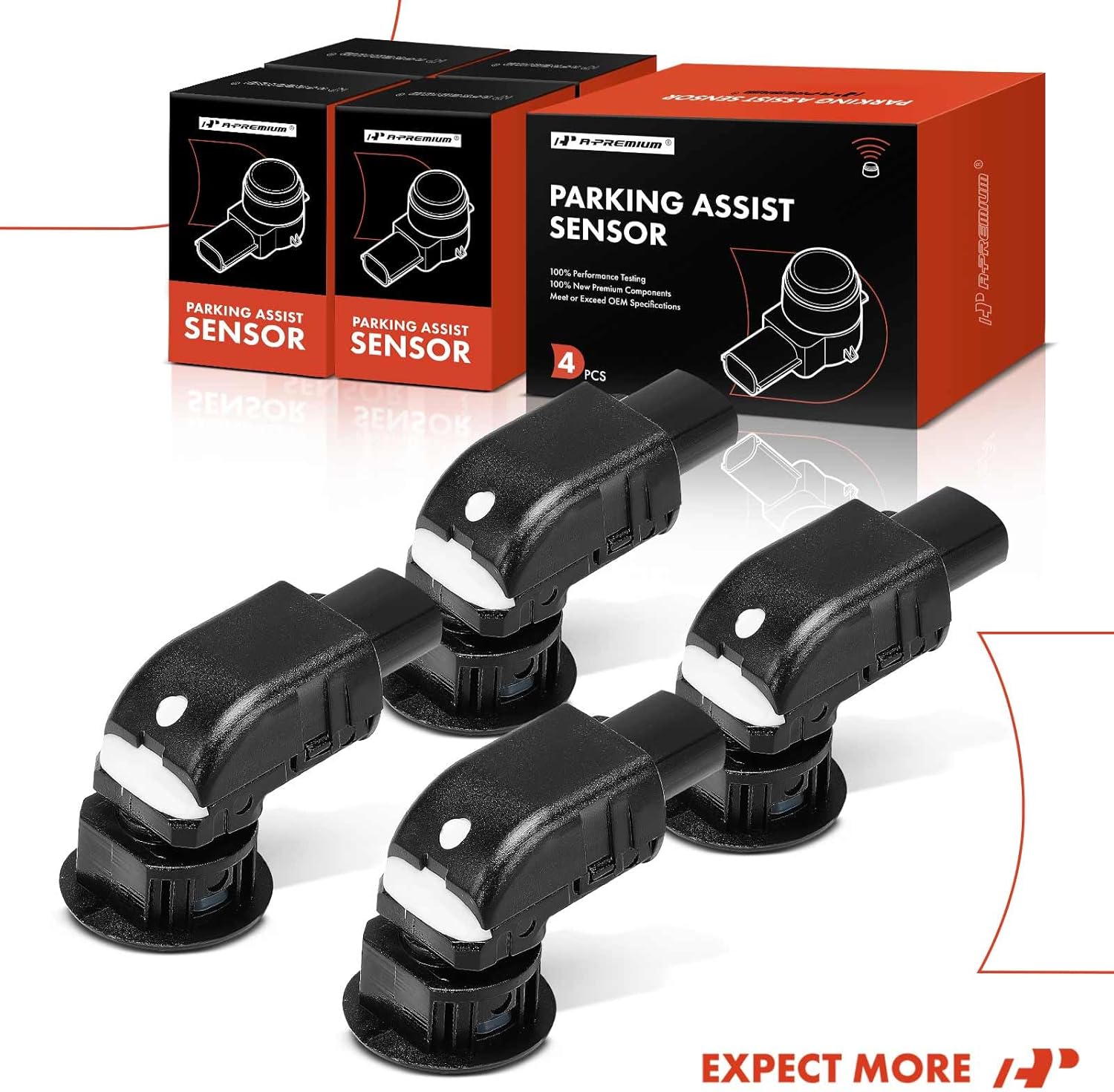 A-Premium 4-PC Reverse Backup Parking Assist Sensor Compatible with Select Toyota & Lexus Models - Sienna 2007-2010, LS430 2001-2006, Replace# 8934112041C0