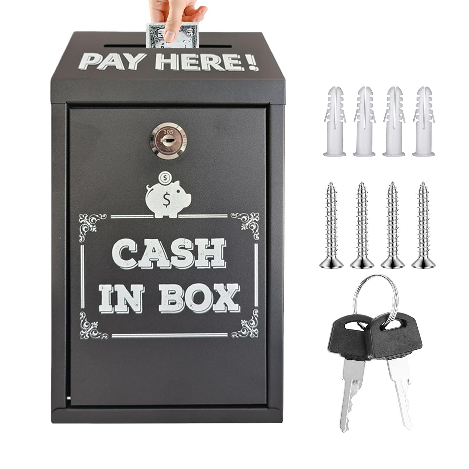 Spendenbox abschließbar, Briefkasten mit Schlüssel Metall Geldkassette Abschließbar für Zuhause Büro Veranstaltungen Wandmontage sichere Sammelbox Einwurfschlitz Tragbare Kasse,14,5X7,5X26cm
