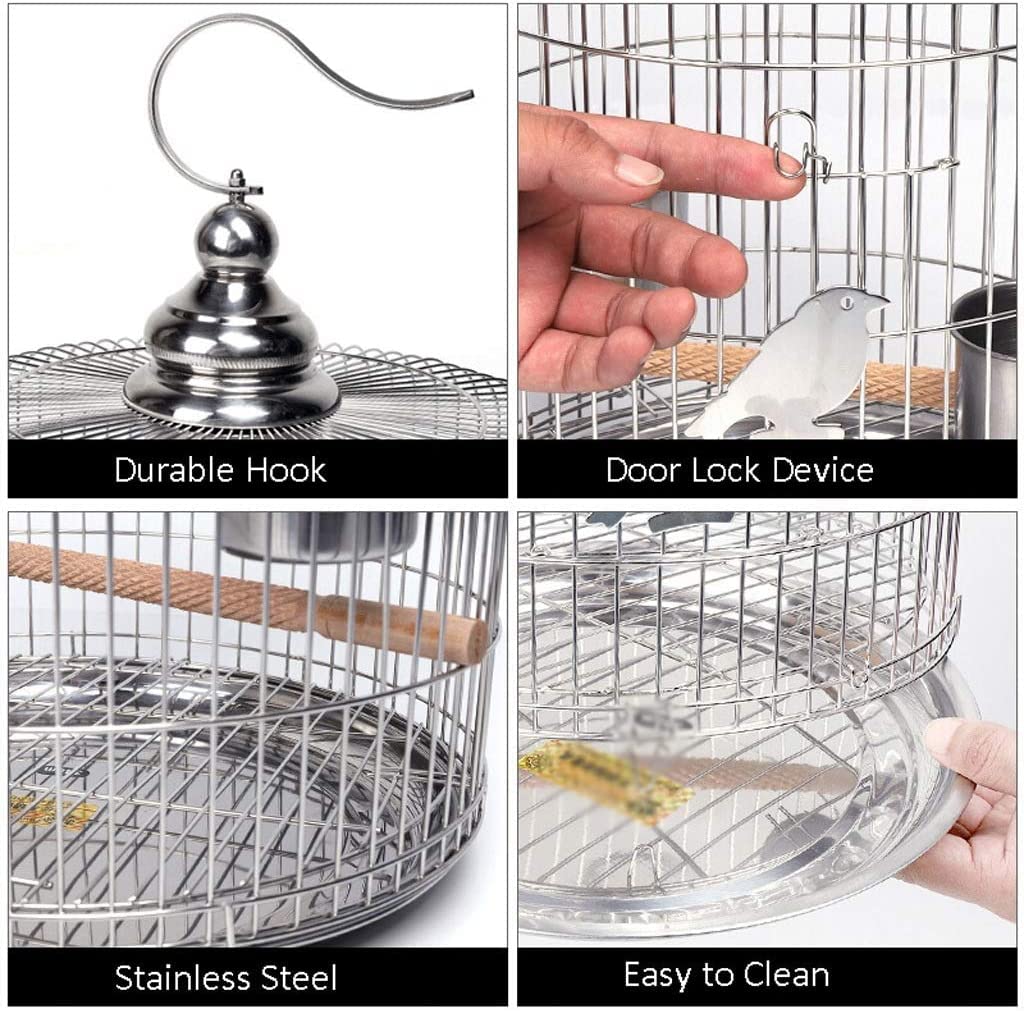Jaulas para Pájaros De Hierro Forjado, Jaula para Pájaros De Acero Inoxidable, Casa para Pájaros Cuadrada, Transportines Creativos para Pájaros, Jaula De Vuelo Vintage P,30cm