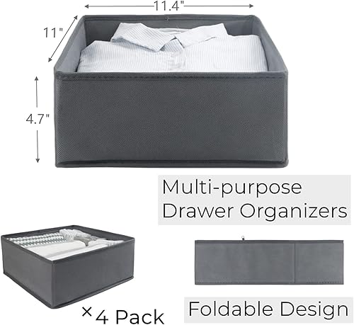 Miniatura 2 de 4 organizadores de cajones para ropa, organizador de cajones cuadrado plegable para ropa interior, divisores de cajones para ropa, camisas,