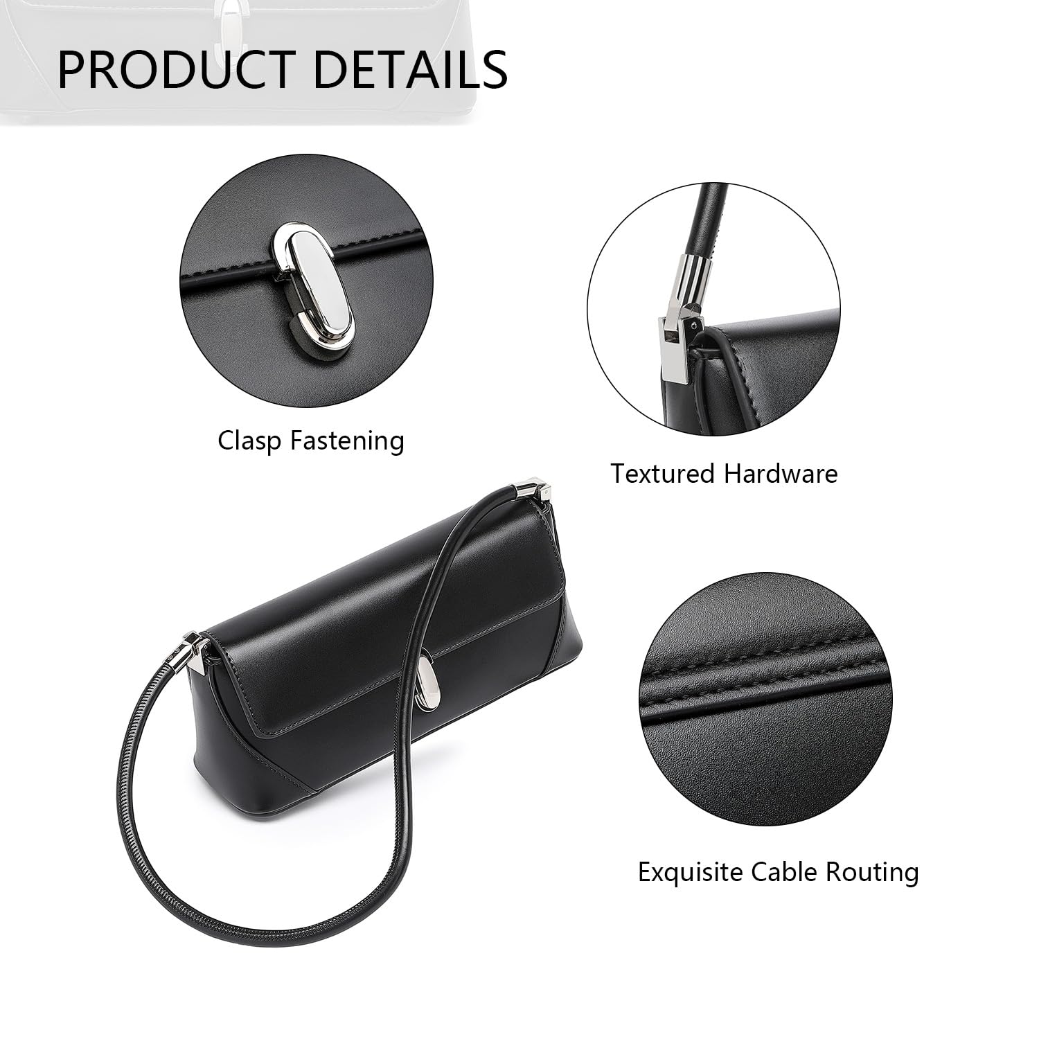 YONBEN Bolso de hombro de poliuretano para mujer, elegante y práctico