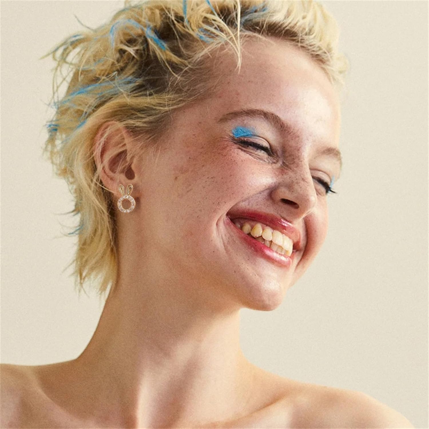 Cute Easter Bunny Earrings for Women Dainty Cubic Zirconia Small Asymmetric Rabbit Carrot Stud Earrings Charming Post Earrings Easter Holiday Party Gift - Image 5