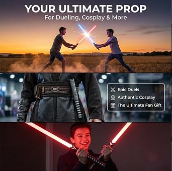 RGB Lightsaber for Adults, Dueling FX Saber, 16 Sound Fonts, Infinite Colors, Lightweight Metal Hilt, Cosplay & Training Gift