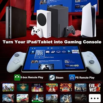 USB C Game Controller for iPad/Tablet (6.7-11in compatible), Plug and Play Gamepad Joystick, Remote Play Controller for PS5/Xbox/PC, Cloud Game, Hall Rocker/Trigger/Turbo/Macro, Passthrough Charging