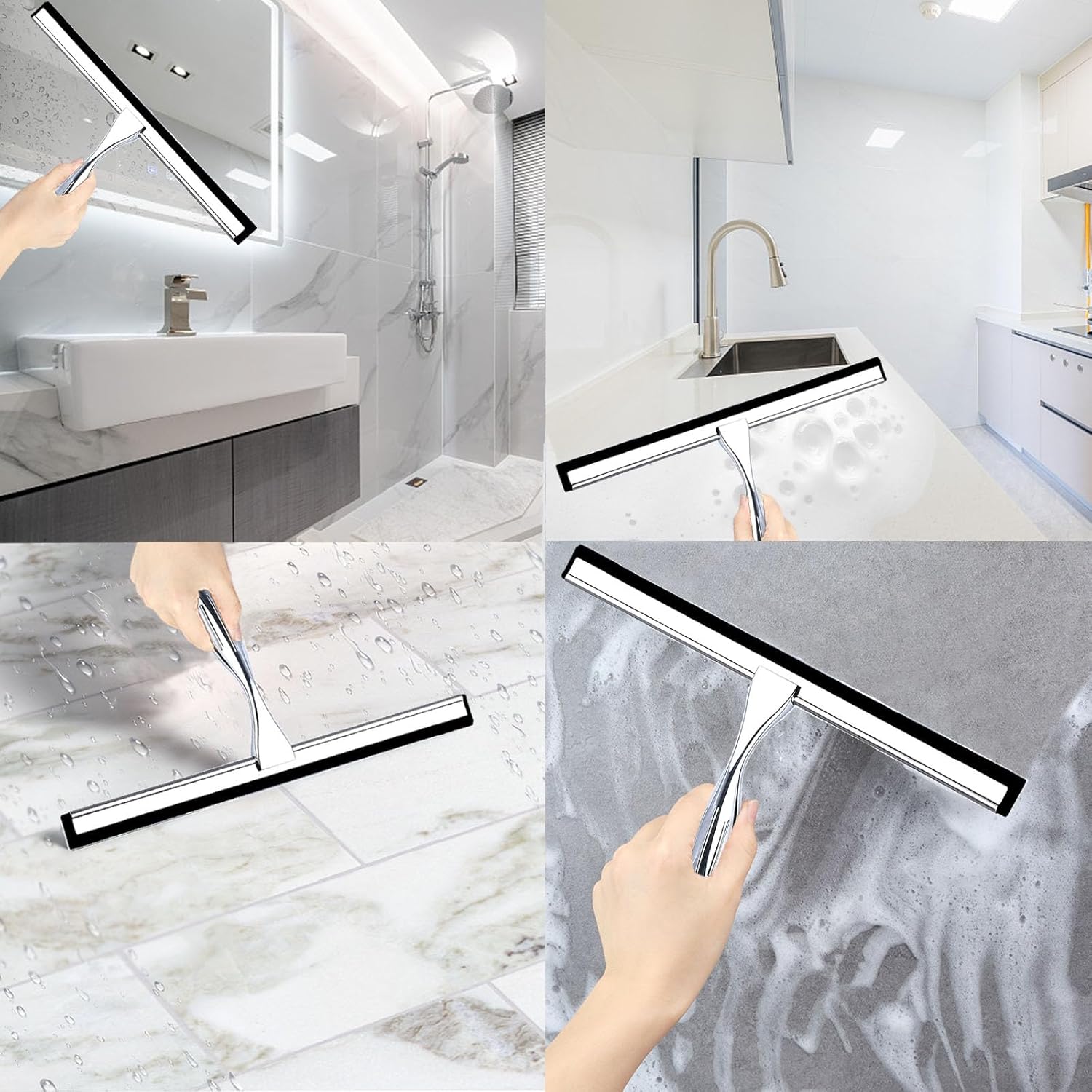 Shower Squeee, 12 Inch Bathroom Squeee with Spare Silicone Blade,