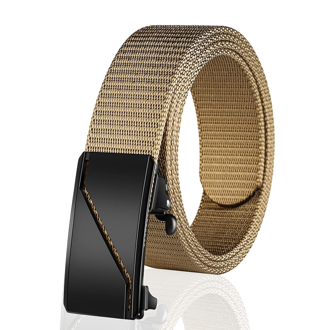 Men's Ratchet Web Belt,1.3 inch Nylon Automatic Buckle Belt , No Holes Invisible Belt for Men with Jeans Casual Belt