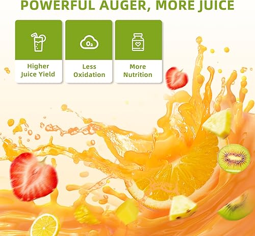 Miniatura 5 de Exprimidores comerciales de prensa en frío de 300 W, doble salida para jugo y pulpa, alto rendimiento, exprimidores de masticación, acero inoxidable