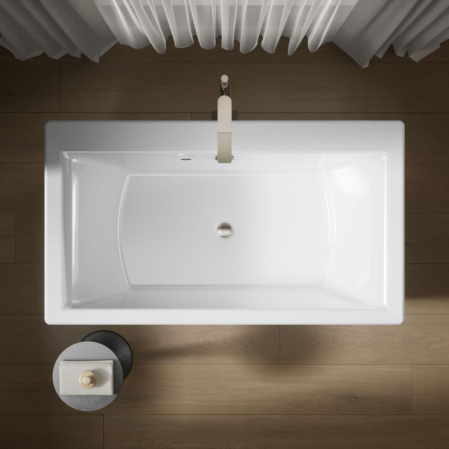Kohler 24011-W1-0 Stargaze® 60" x 34" freestanding bath with Bask® heated surface and fluted shroud, White
