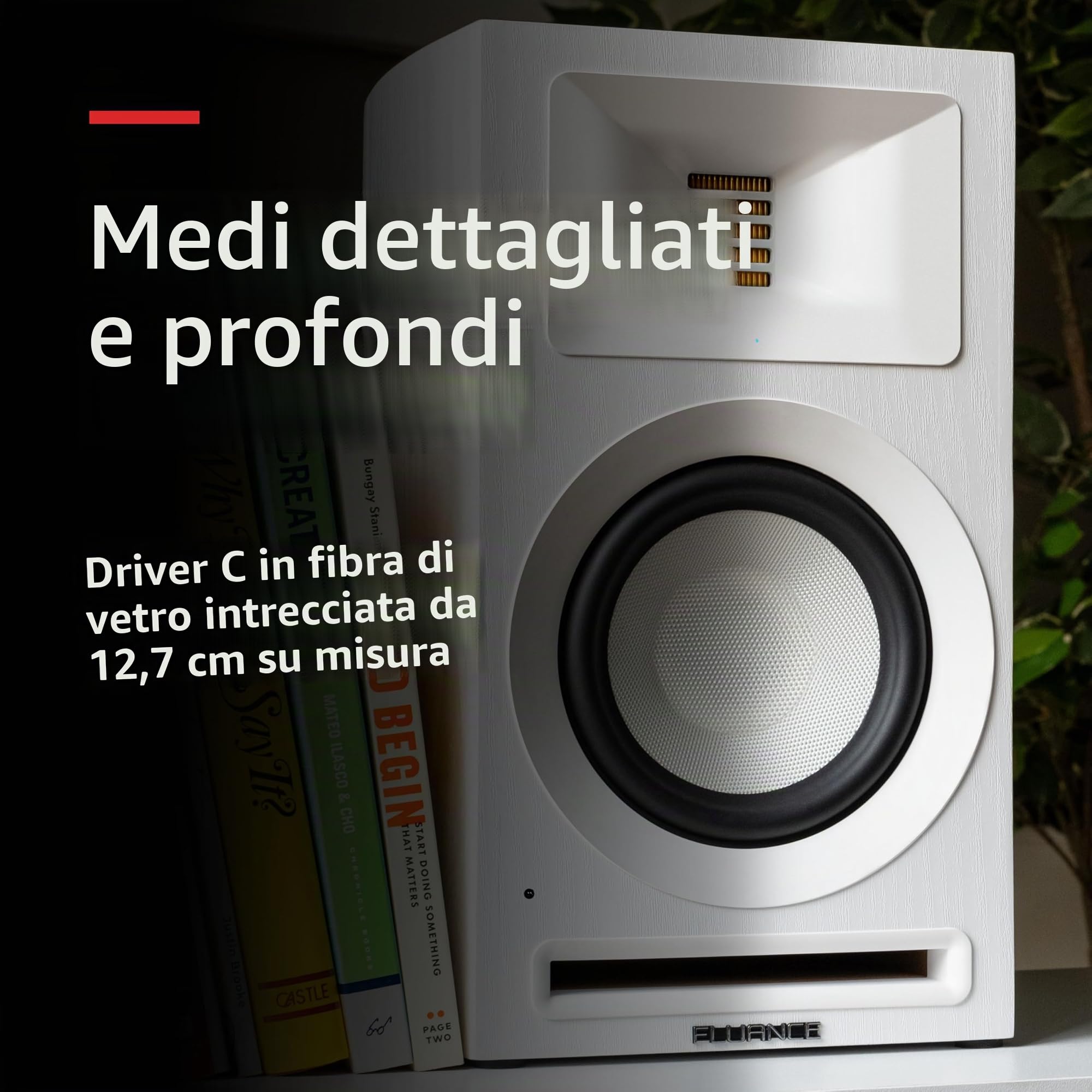 Fluance Ri71 - Altoparlanti stereo da scaffale Reference alimentati con tweeter AMT ad alte prestazioni, driver da 5", amplificatore da 120 W per musica, giradischi, TV, PC - HDMI, Bluetooth, RCA e