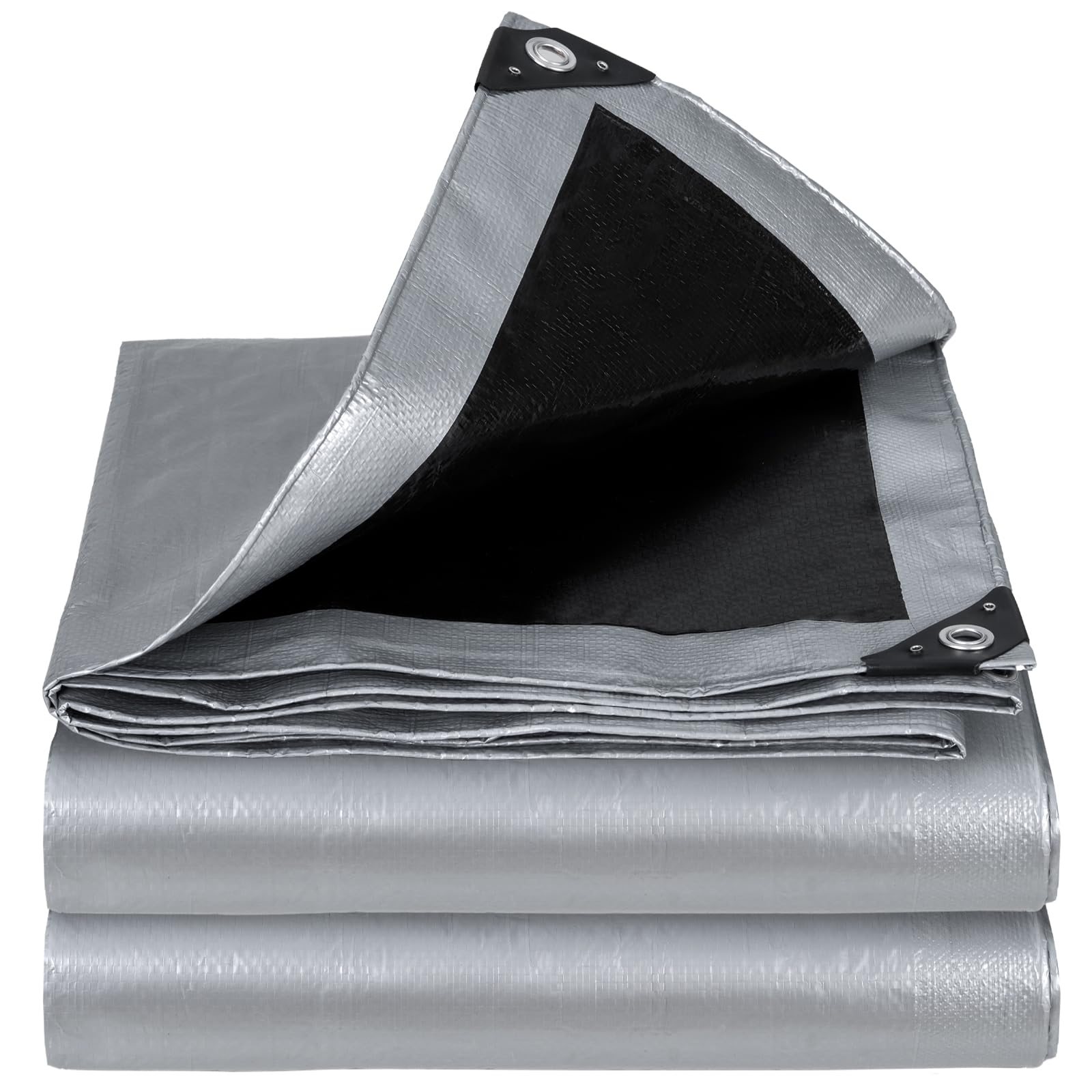 Velway Tarpaulin Waterproof Heavy Duty - 3m x 4m 250gsm Tarp Cover With Reinforced Eyelets UV Protection Plastic Sheeting Ideal for Multipurpose Indoor Outdoor Protection Silver