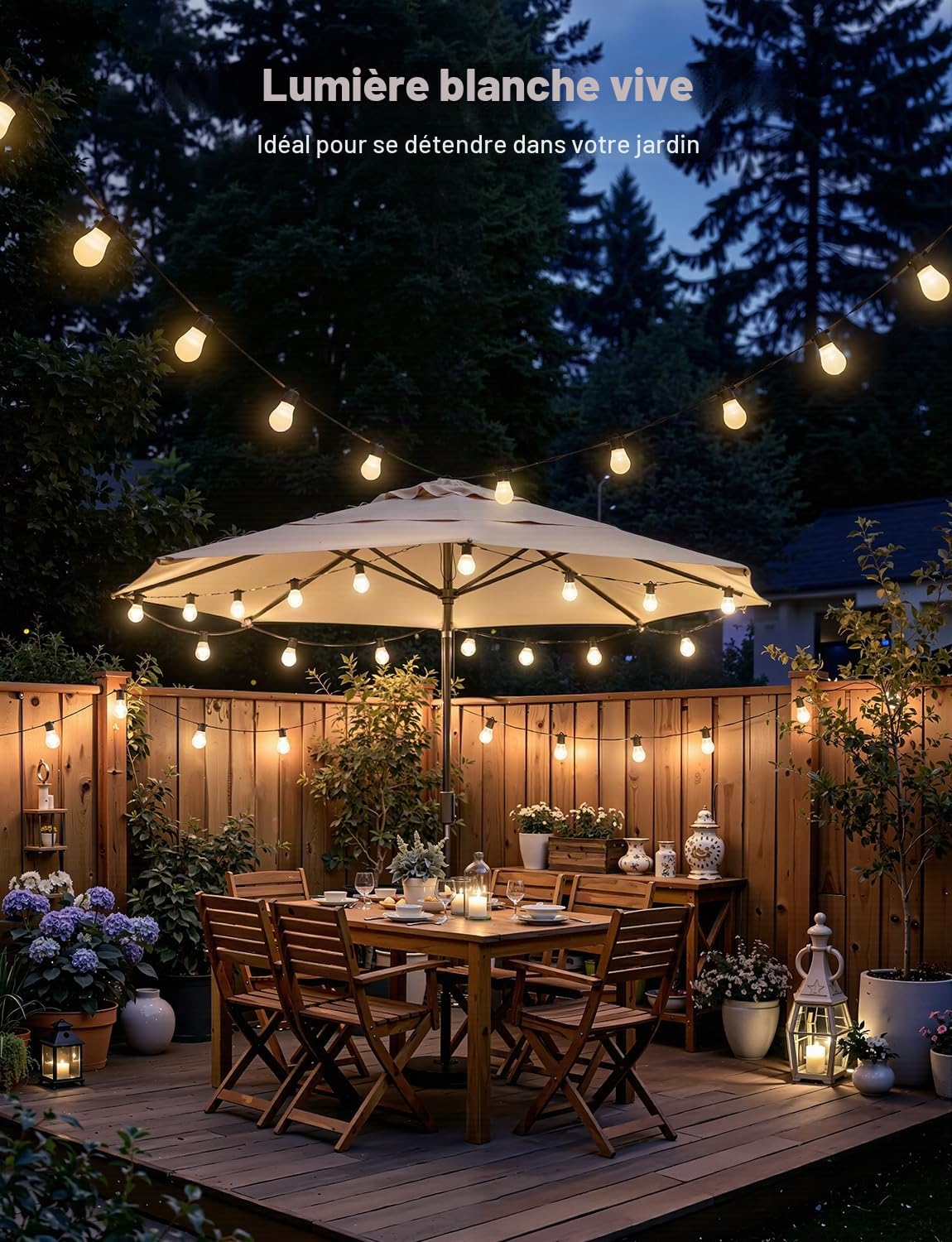 Ollny Guirlande Guinguette Extérieure 15 m, S14 RGBW, Connectée, IP65 | Contrôle application, compatible avec Alexa et Google Assistant, dimmable, plus de 90 mode, pour jardin et décoration de Noël