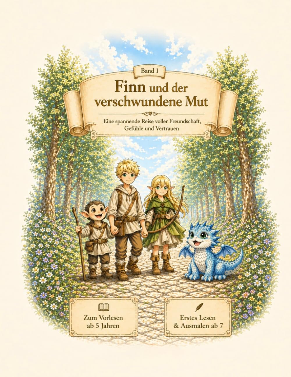 Finn und der verschwundene Mut (Band 1): Kinderbuch ab 5 Jahren | Erstes Lesen & Vorlesen | Mut, Freundschaft & Gefühle verstehen | Malbuch