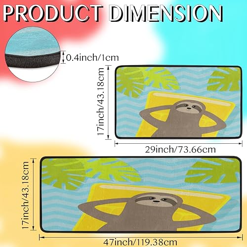 Miniatura 2 de Tapete de cocina de dibujos animados de perezoso en la playa 2 piezas tapetes acolchados antifatiga para suelo de cocina de 47 x 17 pulgadas29 x 17