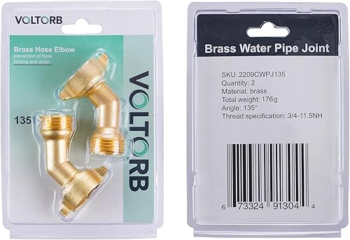Miniatura 7 de Codo de manguera de 45 grados, conector de manguera de jardín de 34 pulgadas, accesorios de latón macizo para entrada de agua dulce de RV, conexión