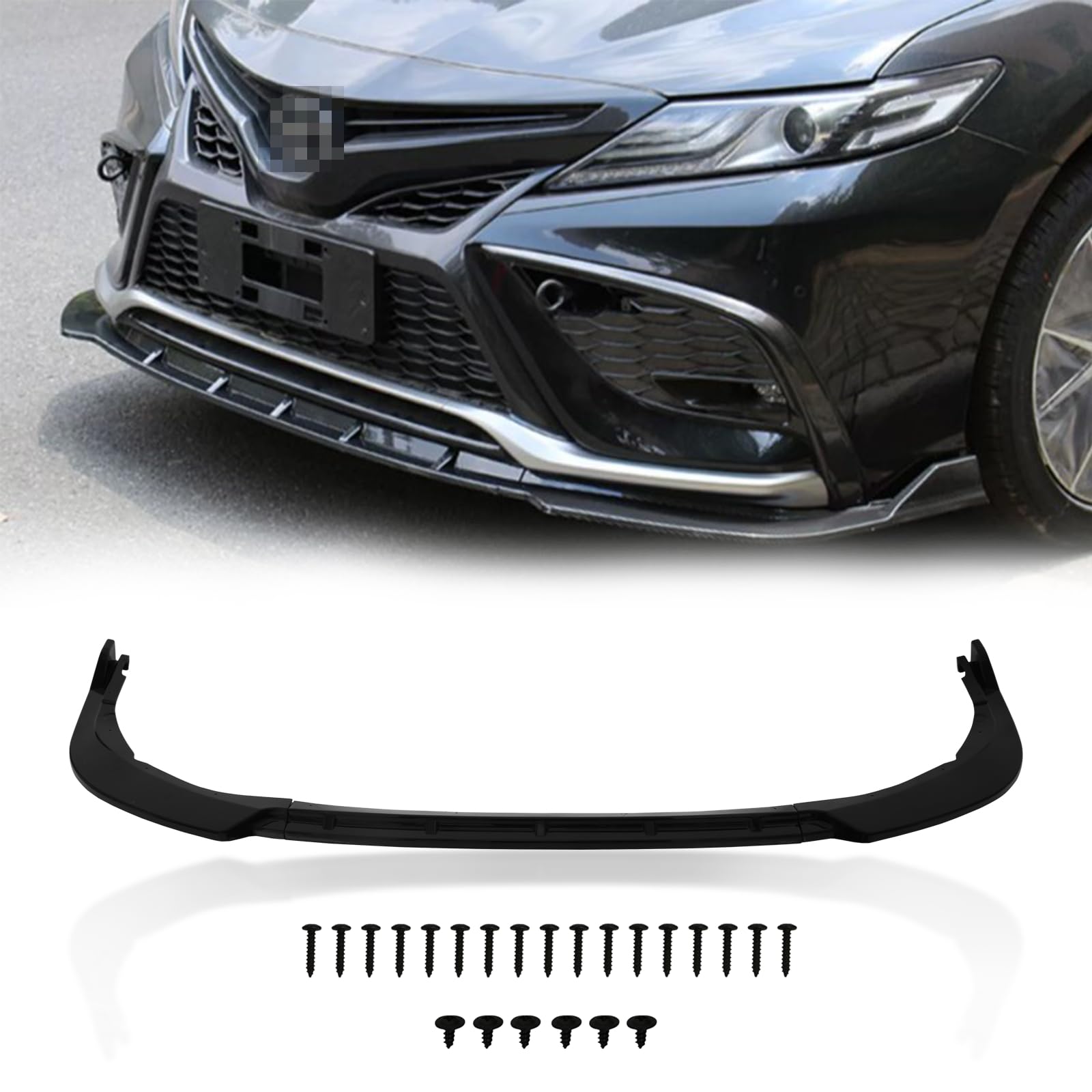 Front Lip Compatible with 2021-2023 Camry SE XSE TRD Hybrid Sedan 4-Door Sport Style Front Bumper Lip 3Pcs Front Lip Diffuser Splitter, Matte Black