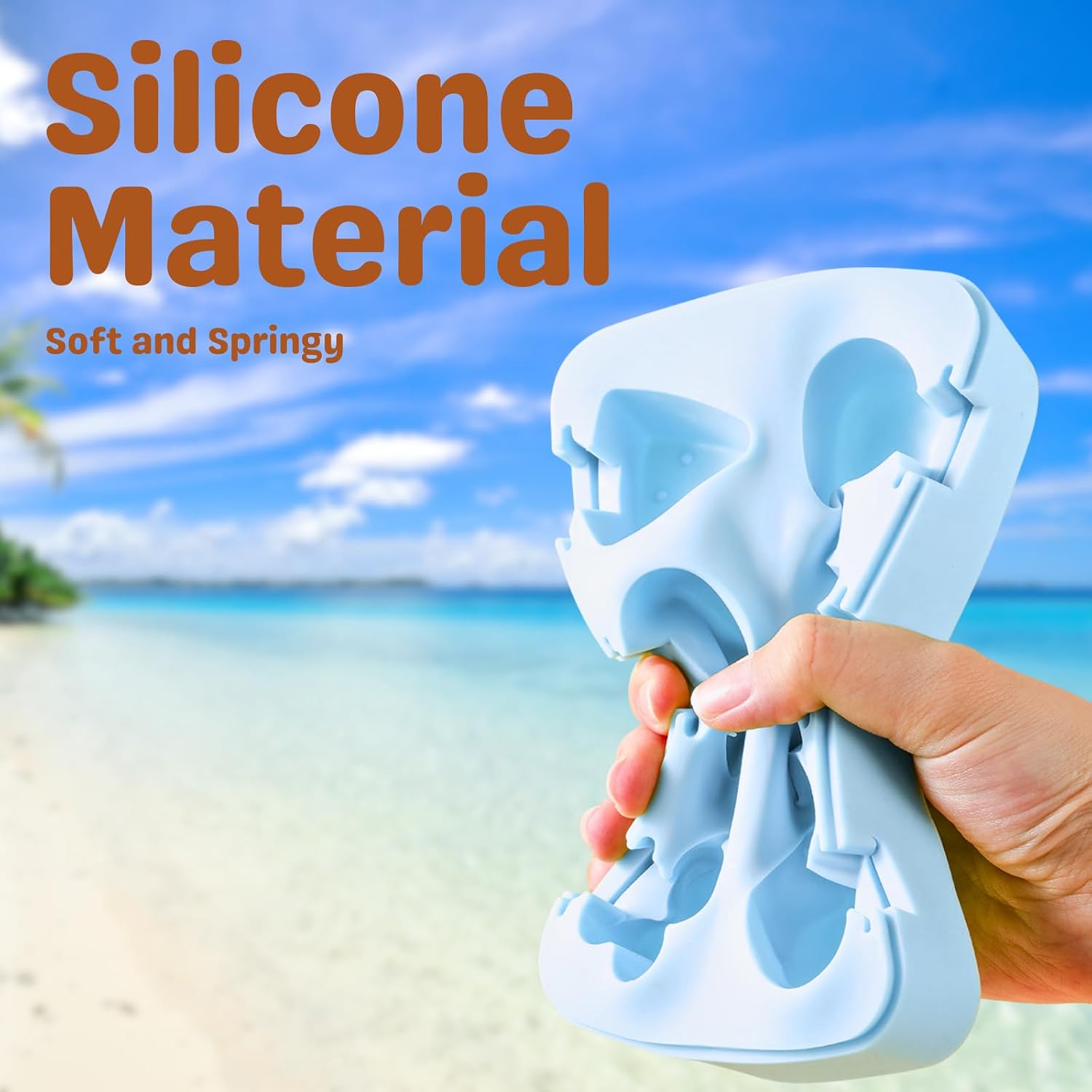 6-Cavity Silicone Popsicle Mold with Star and Flower Shapes