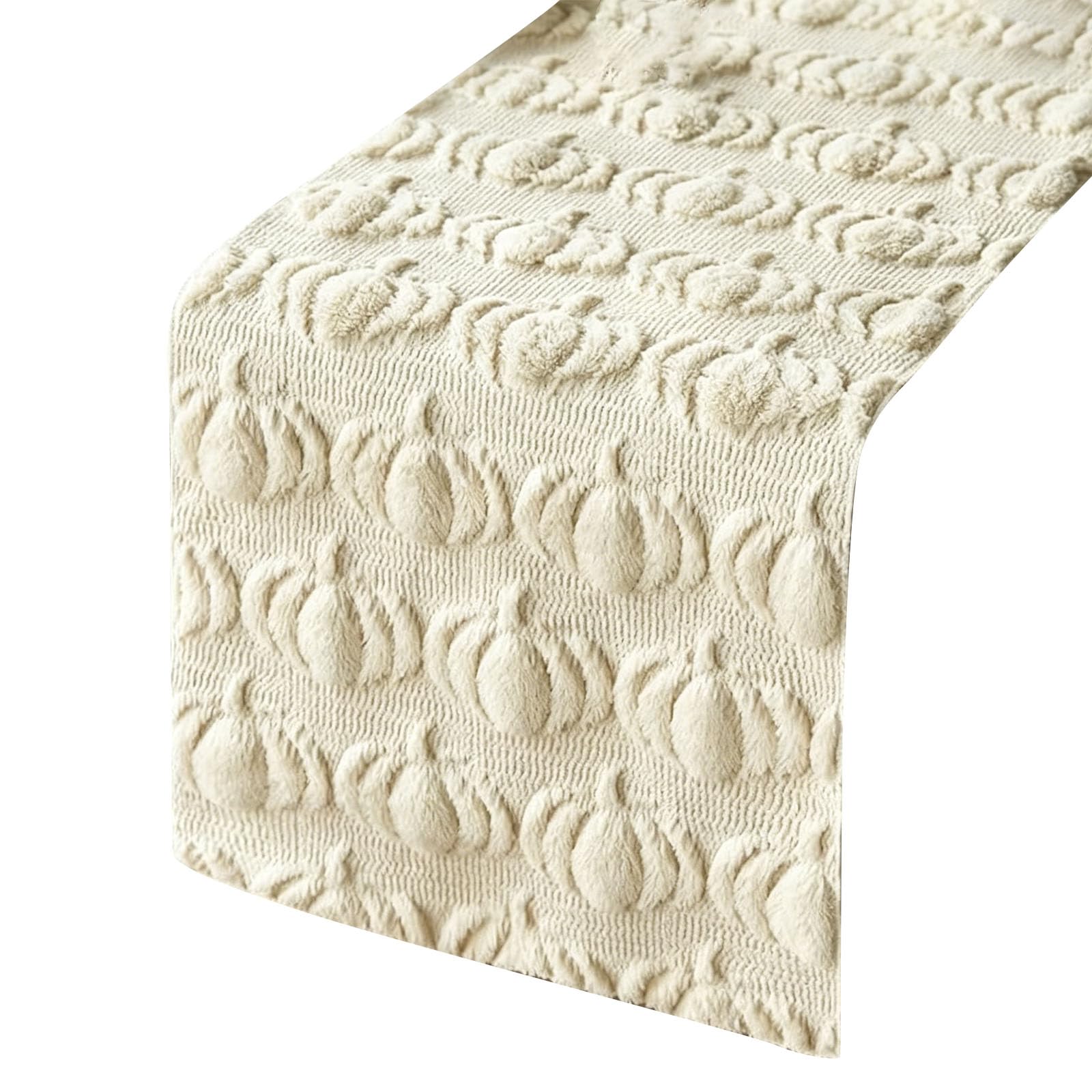 Harvest Table Runner with Pumpkin Theme and Raised Texture for Halloween Dining Table and Entryway Console Styling Harvest Accent Seasonal Scarf Tabletop Runner Autumn Dining Linen Console Decor Bed